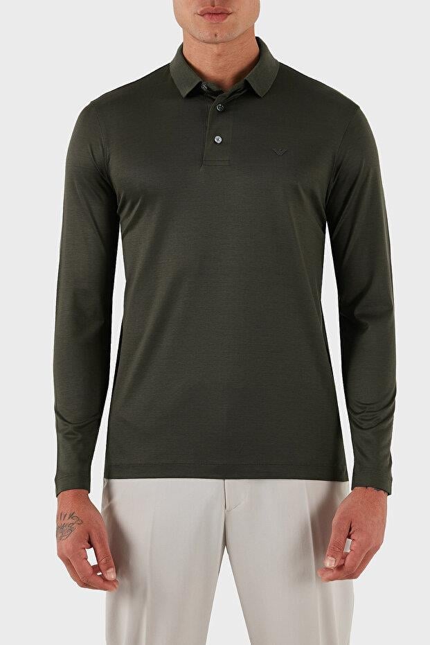 Emporio Armani Emporıo Armani Erkek Polo Yaka Uzun Kollu Pamuklu Rahat Kesim Yeşil Polo Yaka T-Shirt 8N1F97 1JUVZ-U8120