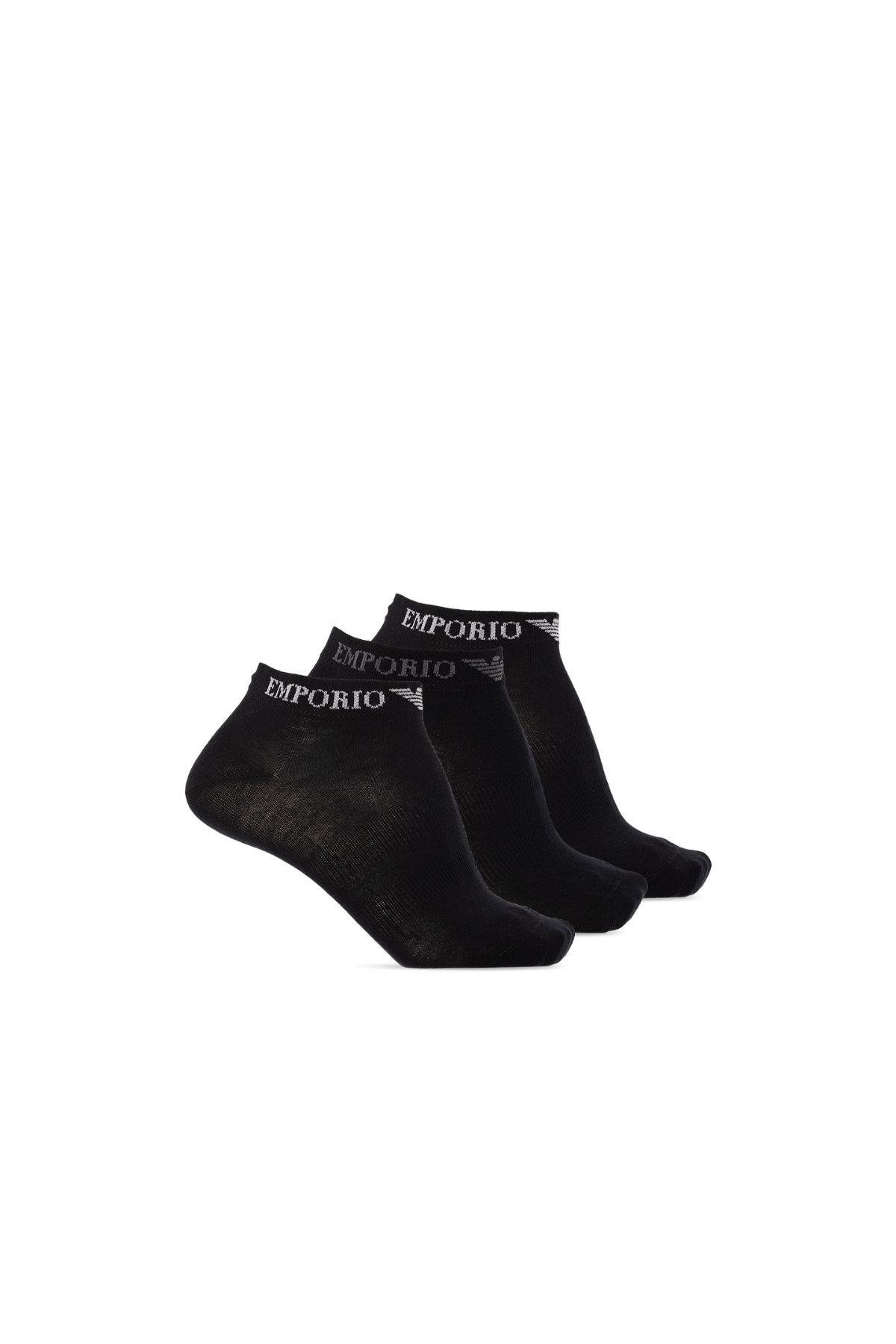 Emporio Armani Emporıo Body Erkek Pamuklu Logolu Dokuma Kumaş Siyah Çorap 300048 3F254-29821