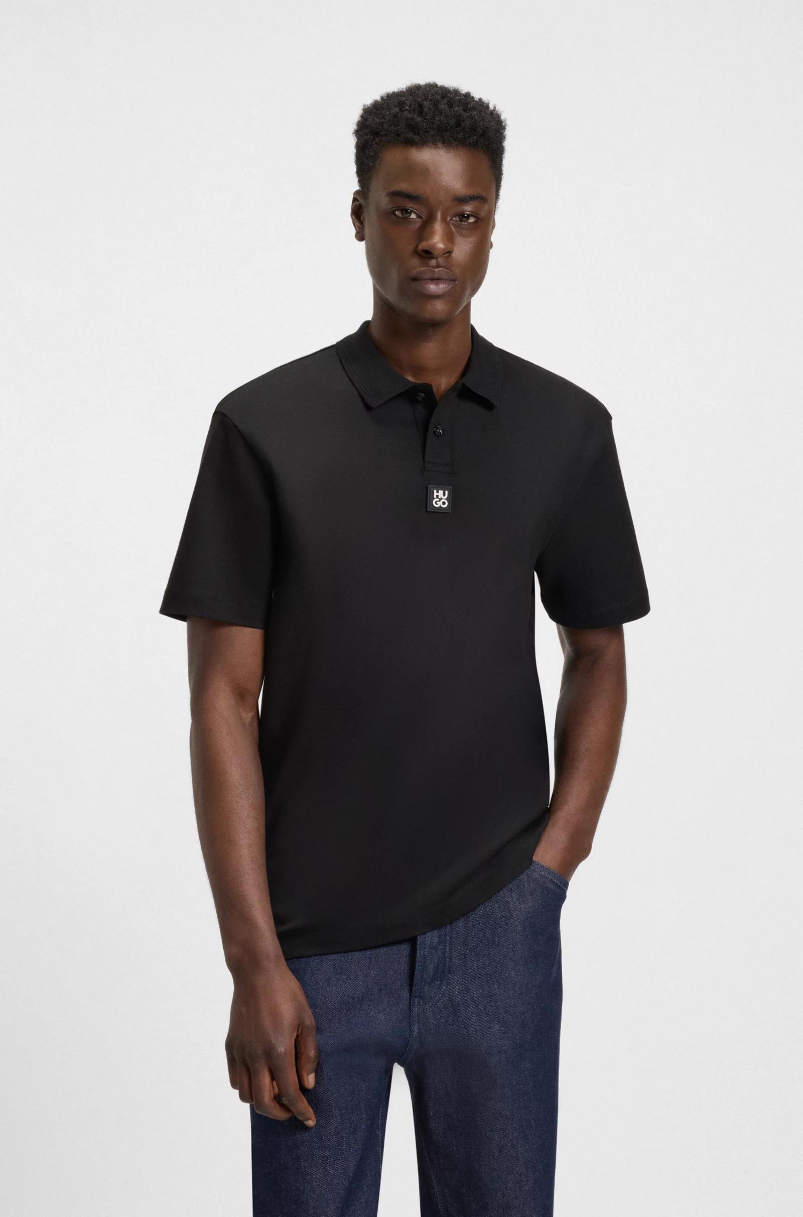 HUGO HUGO Erkek Dokuma Polo Yaka Kısa Kol Günlük Siyah1 Polo Yaka T-Shirt 50517638-002