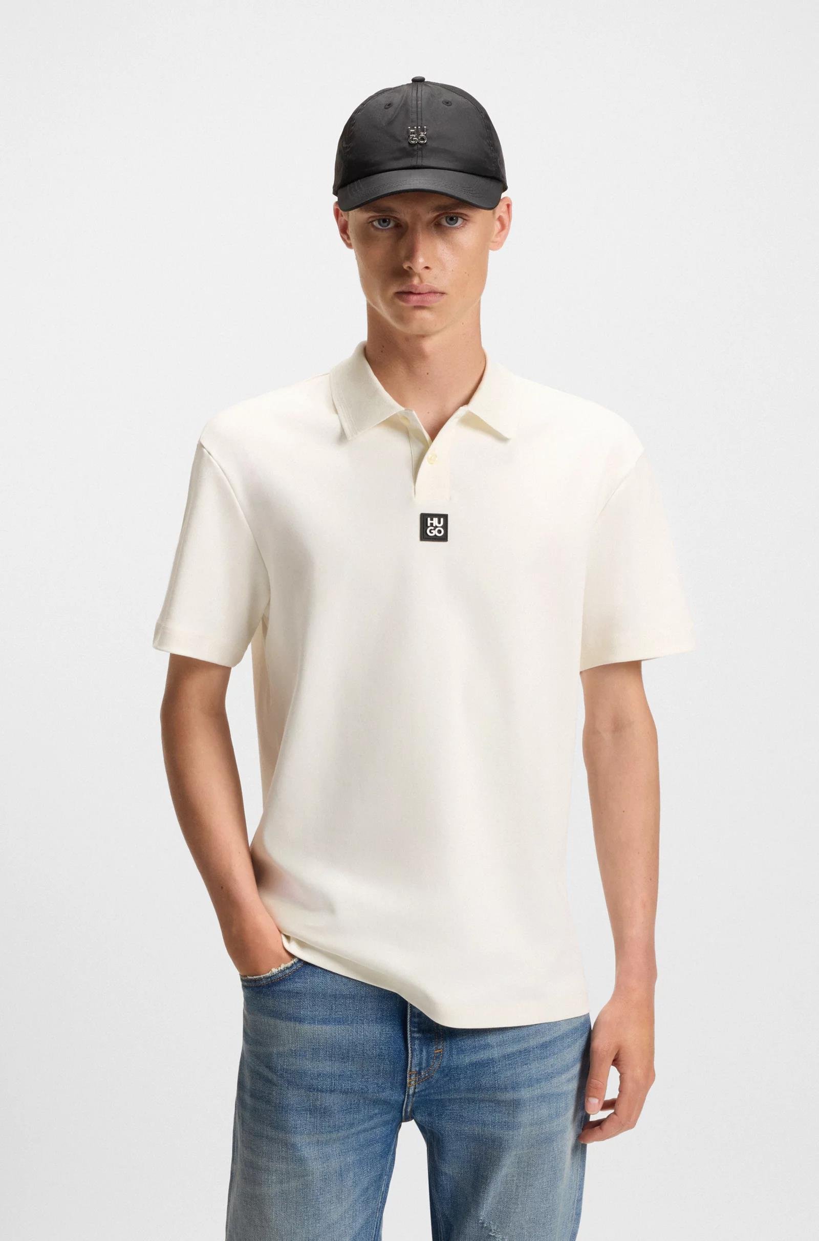 HUGO HUGO Erkek Dokuma Polo Yaka Kısa Kol Günlük Ekru Polo Yaka T-Shirt 50517638-103