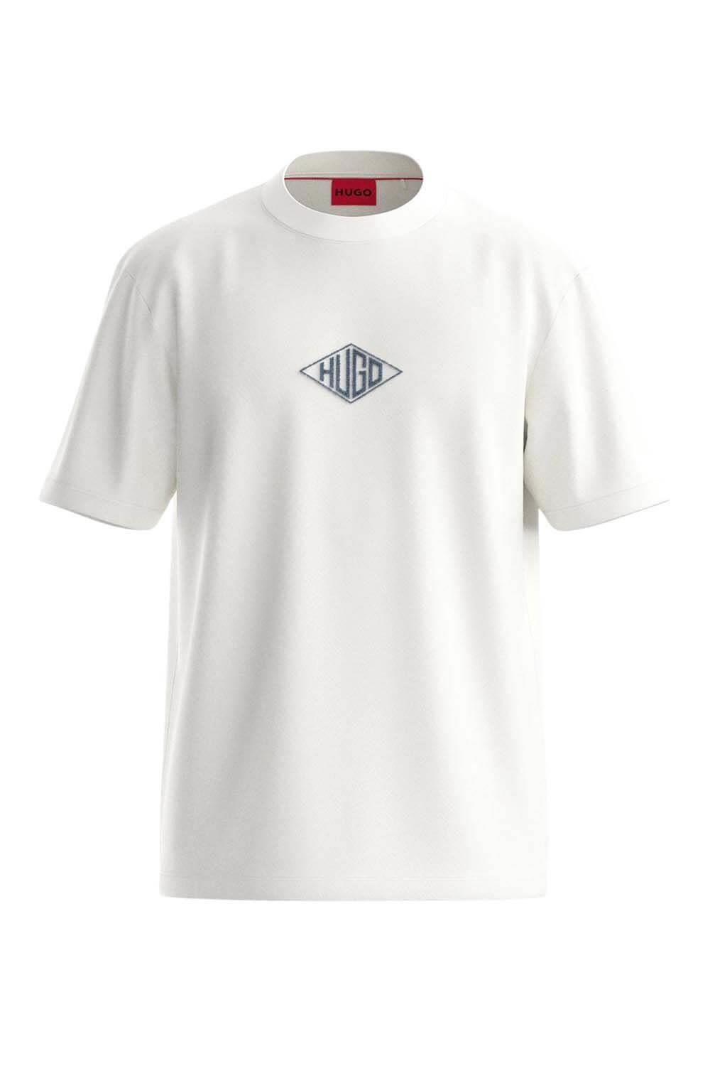 HUGO HUGO Erkek Kısa Kol Bisiklet Yaka Gögüs Ortası Ve Sırt Bölümü HUGO Yazılı Beyaz T-Shirt 50534951-102