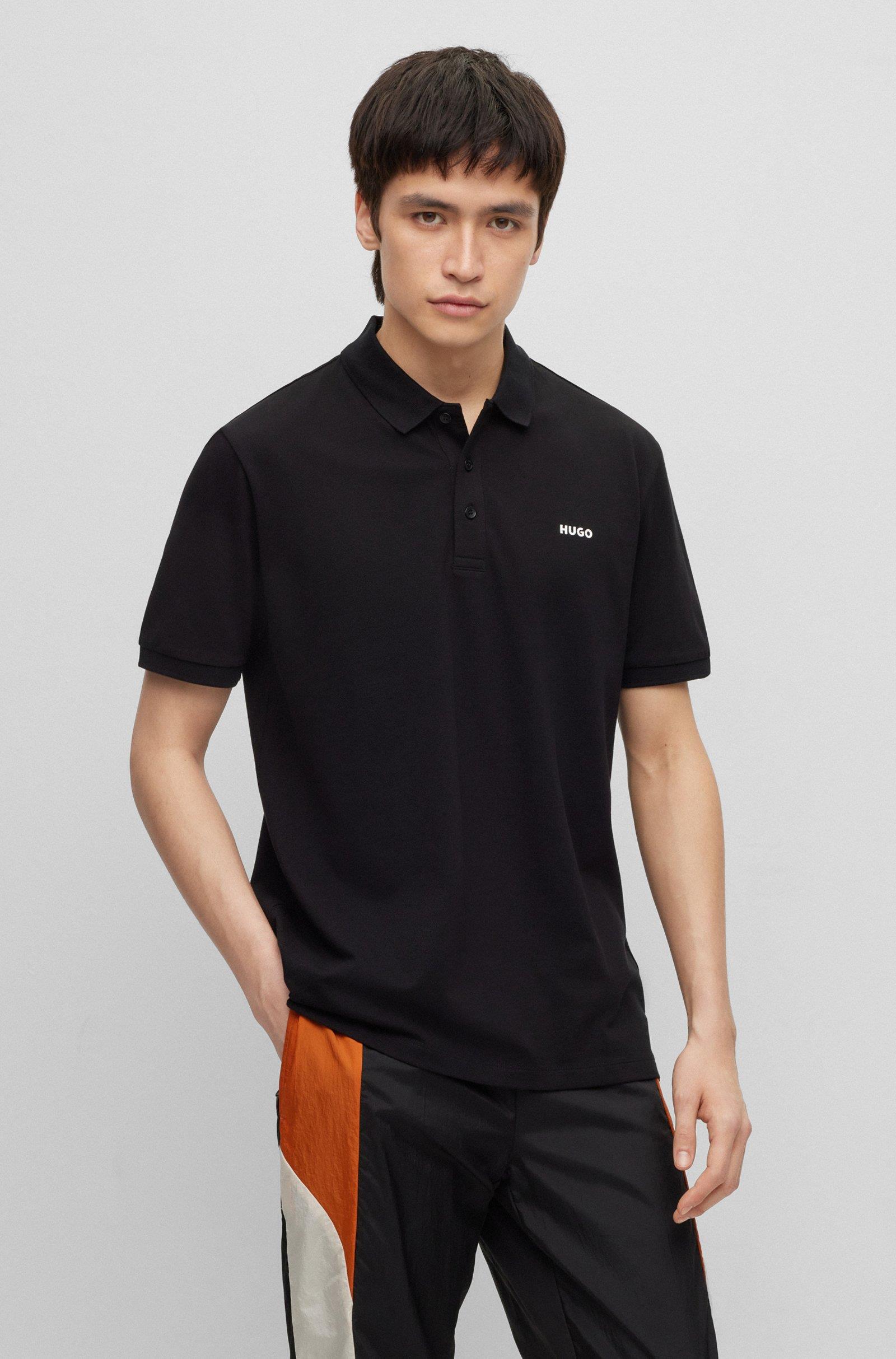 HUGO HUGO Erkek Polo Yaka Regular Fit Pamuklu Kısa Kollu Siyah Sweatshirt 50466182-002