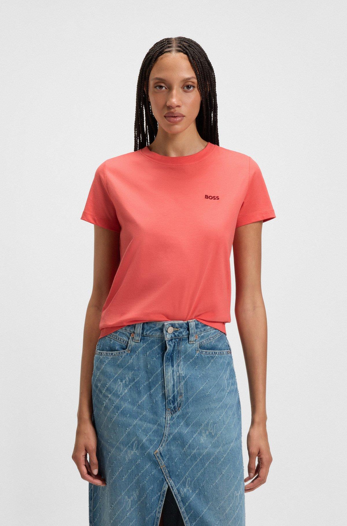 HUGO HUGO Kadın Pamuklu Marka Logolu Yuvarlak Yaka Pembe1 T-Shirt 50506973-638