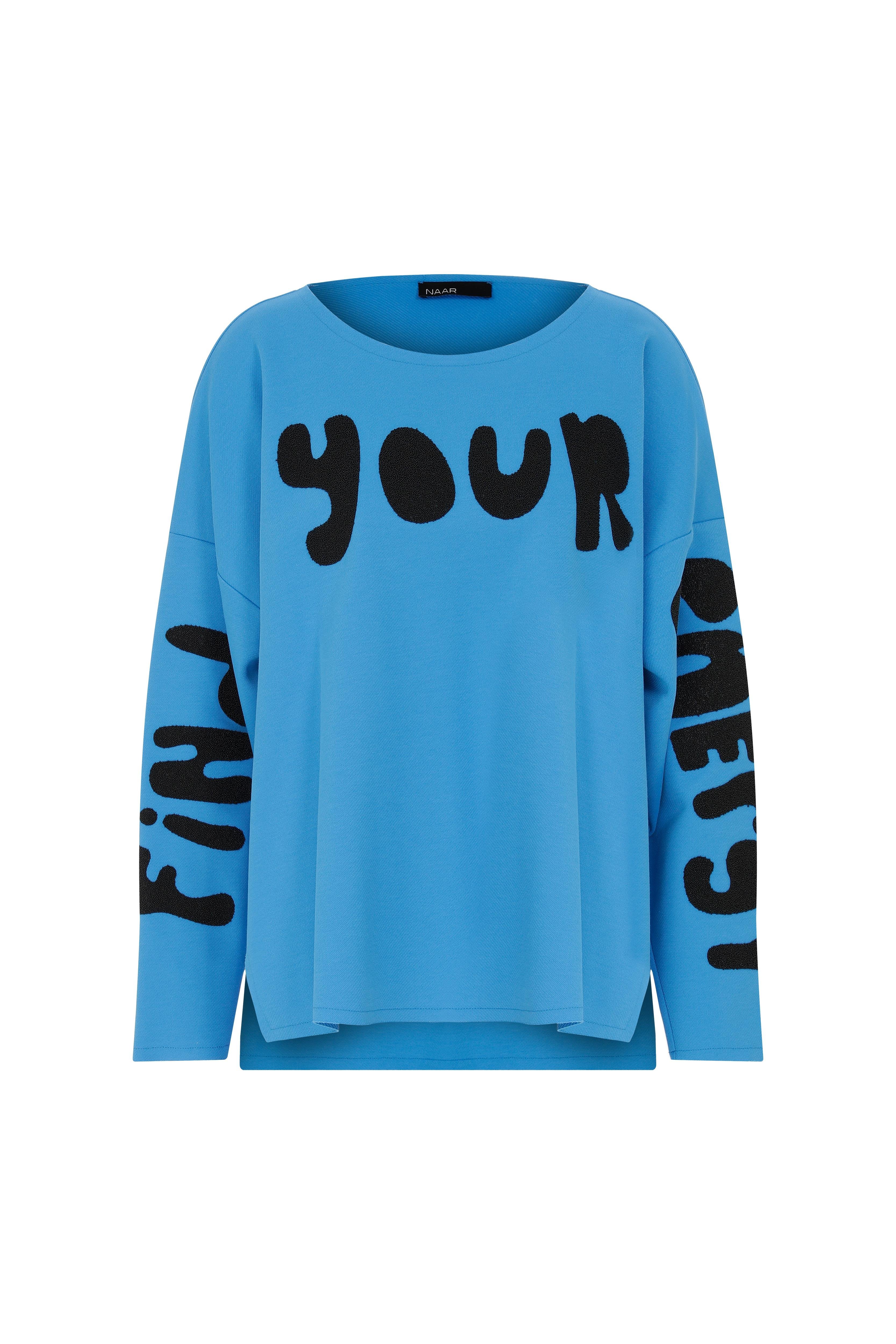 Naar Naar Kadın Uzun kollu Günlük Kullanım Normal kesim Mavi Sweatshirt NAAR51320-MAVI