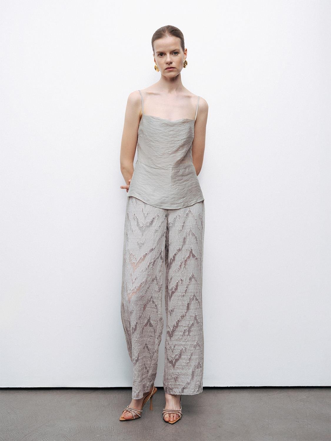 Nocturune Nocturune Kadın Lastikli Bel Transparan Uzun Boy İç Astarlı Gri Pantolon N25YN3366-GRİ