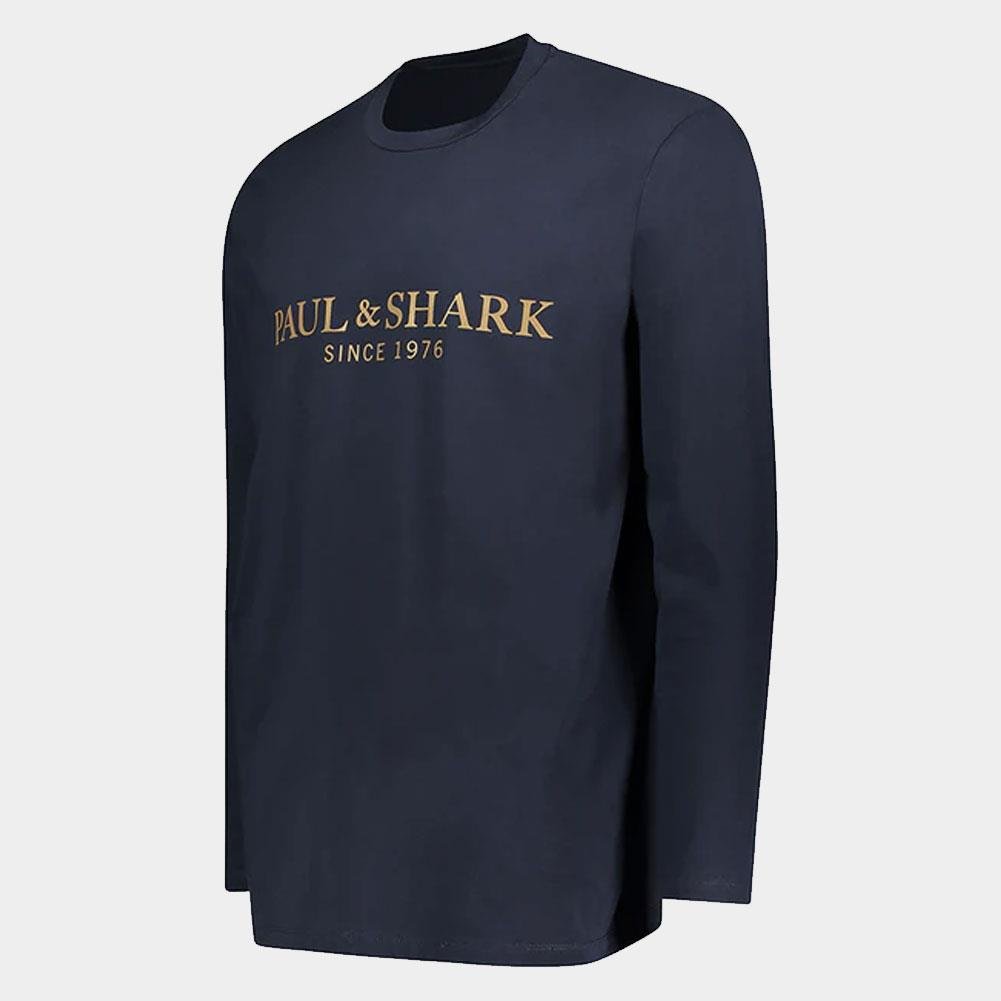 Paul Shark Paul Shark Erkek %100 Pamuklu Basic Uzun Kollu Sıfır Yaka Marka Logolu Lacivert1 T-Shirt 11311630-130