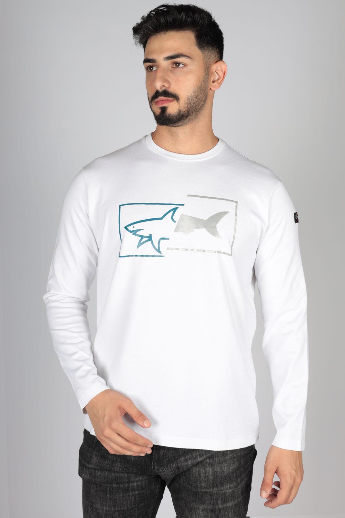 Paul Shark Paul Shark Erkek Baskılı Organik Pamuklu Beyaz T-Shirt 12311649-010