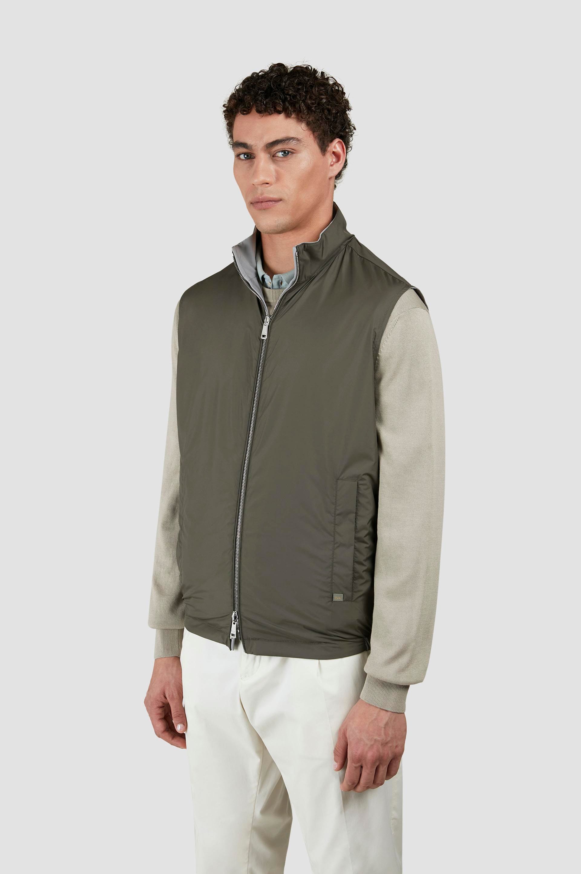 Paul Shark Paul Shark Erkek Çift Taraflı Rüzgara Dayanıklı Su Geçirmeyen Dik Yaka Kolsuz Yeşil Yelek 25412614-326