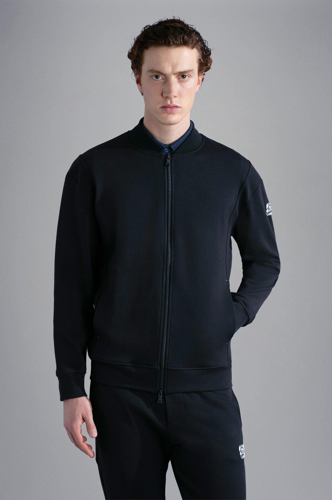 Paul Shark Paul Shark Erkek Dokuma Kumaş Dik Yaka Fermuarlı Siyah Sweatshirt 13311906A-011