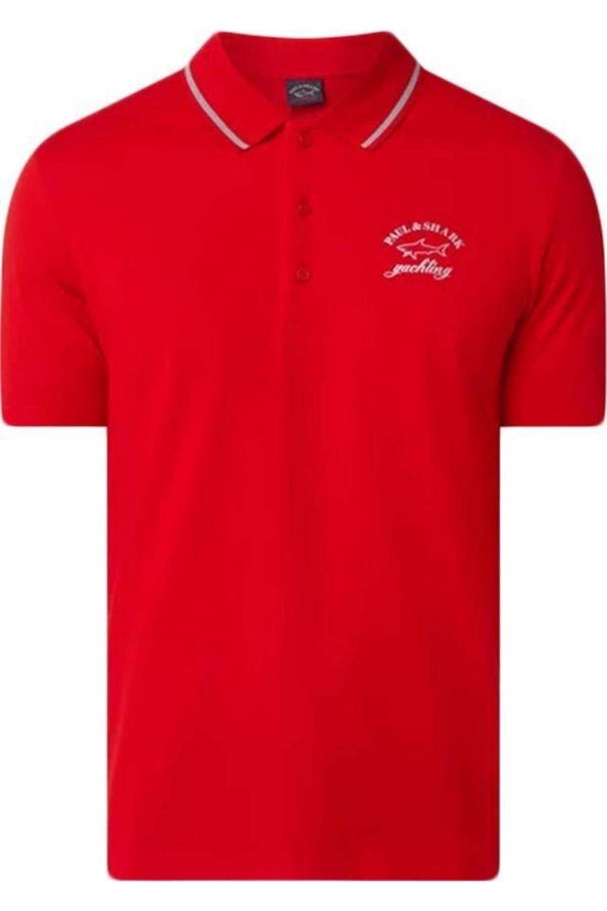 Paul Shark Paul Shark Erkek Kısa Kol Regular Fit Polo Yaka Günlük Kırmızı Polo Yaka T-Shirt 21411317A-577