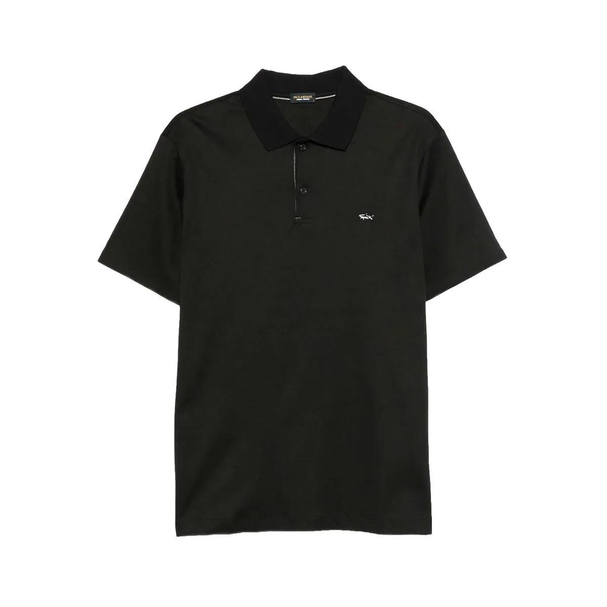 Paul Shark Paul Shark Erkek Kısa Kollu Polo Yaka Düğme Kapamalı Siyah-Gümüş Polo Yaka T-Shirt 15311726-11D
