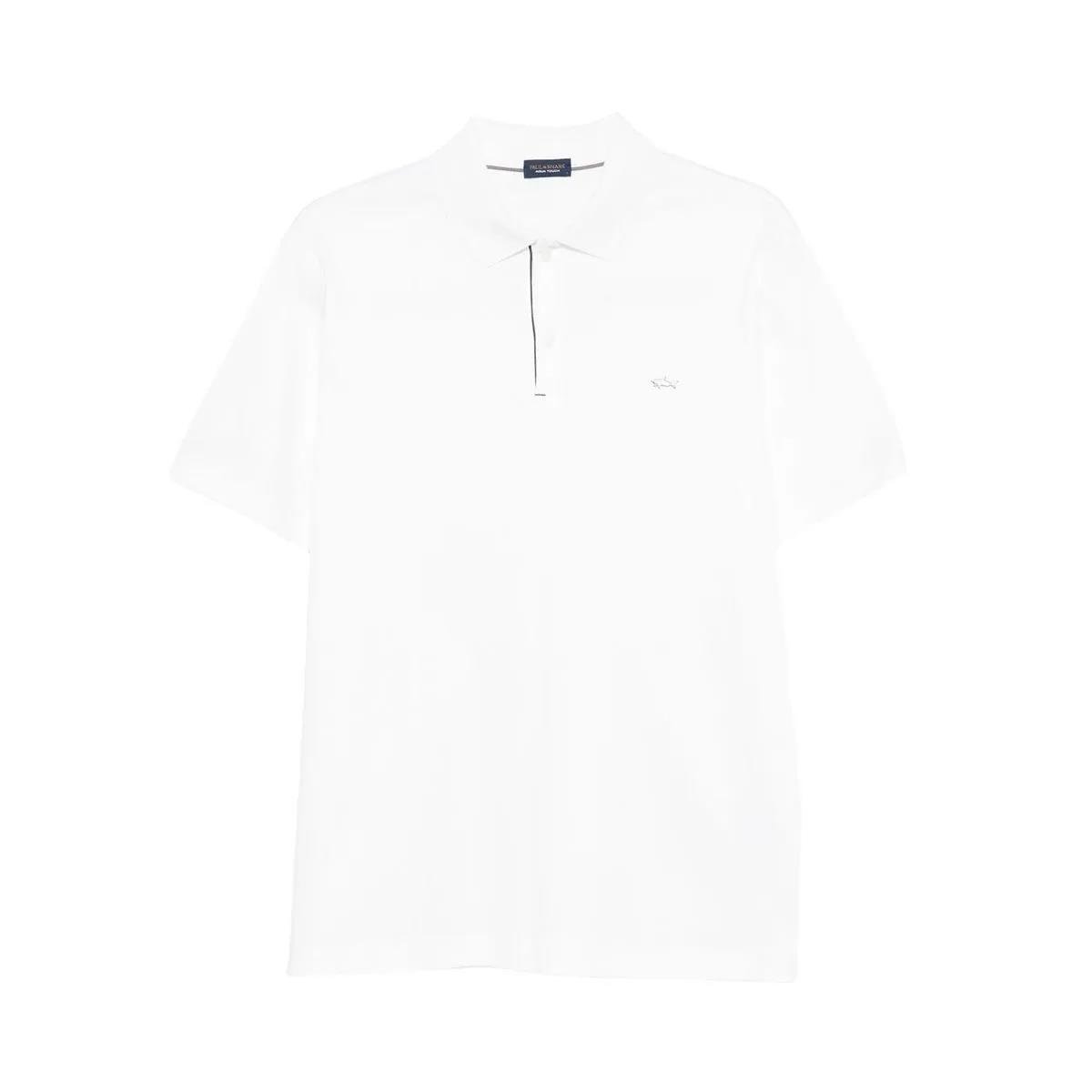 Paul Shark Paul Shark Erkek Kısa Kollu Polo Yaka Düğme Kapamalı Beyaz Polo Yaka T-Shirt 15311726-46A
