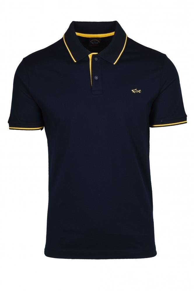 Paul Shark Paul Shark Erkek Logolu Basic Regular Fit Kısa Kollu Lacivert Büyük Beden Polo Yaka T-Shirt 22411254A-013