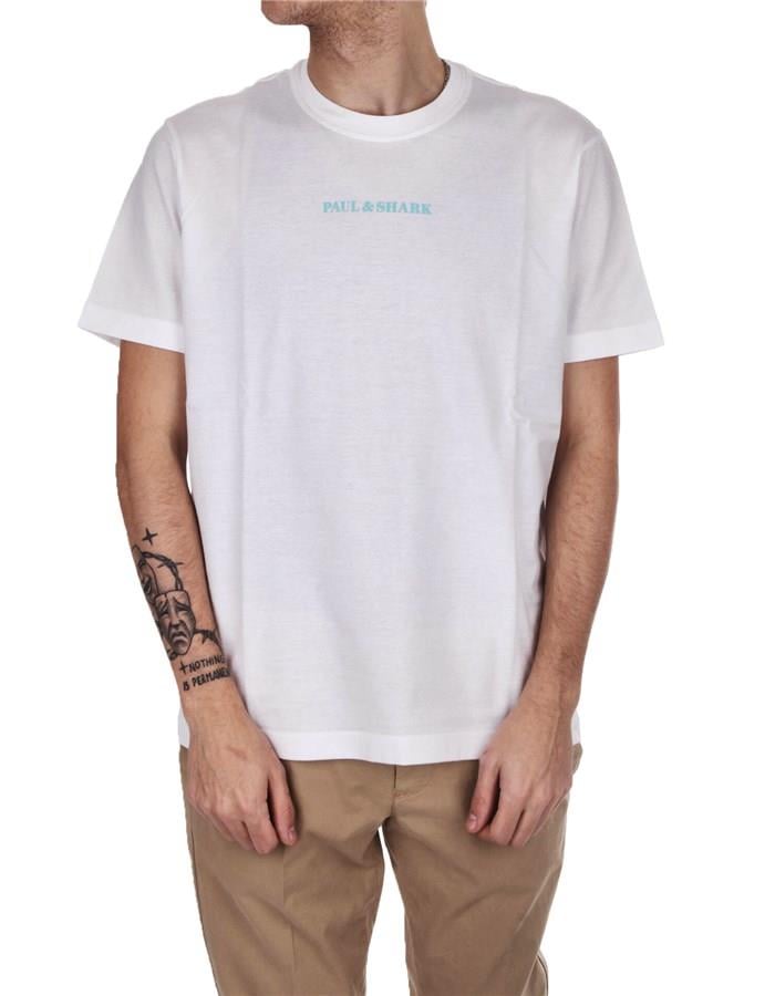 Paul Shark Paul Shark Erkek Logolu Basic Regular Fit Kısa Kollu Beyaz T-Shirt 23411014-010
