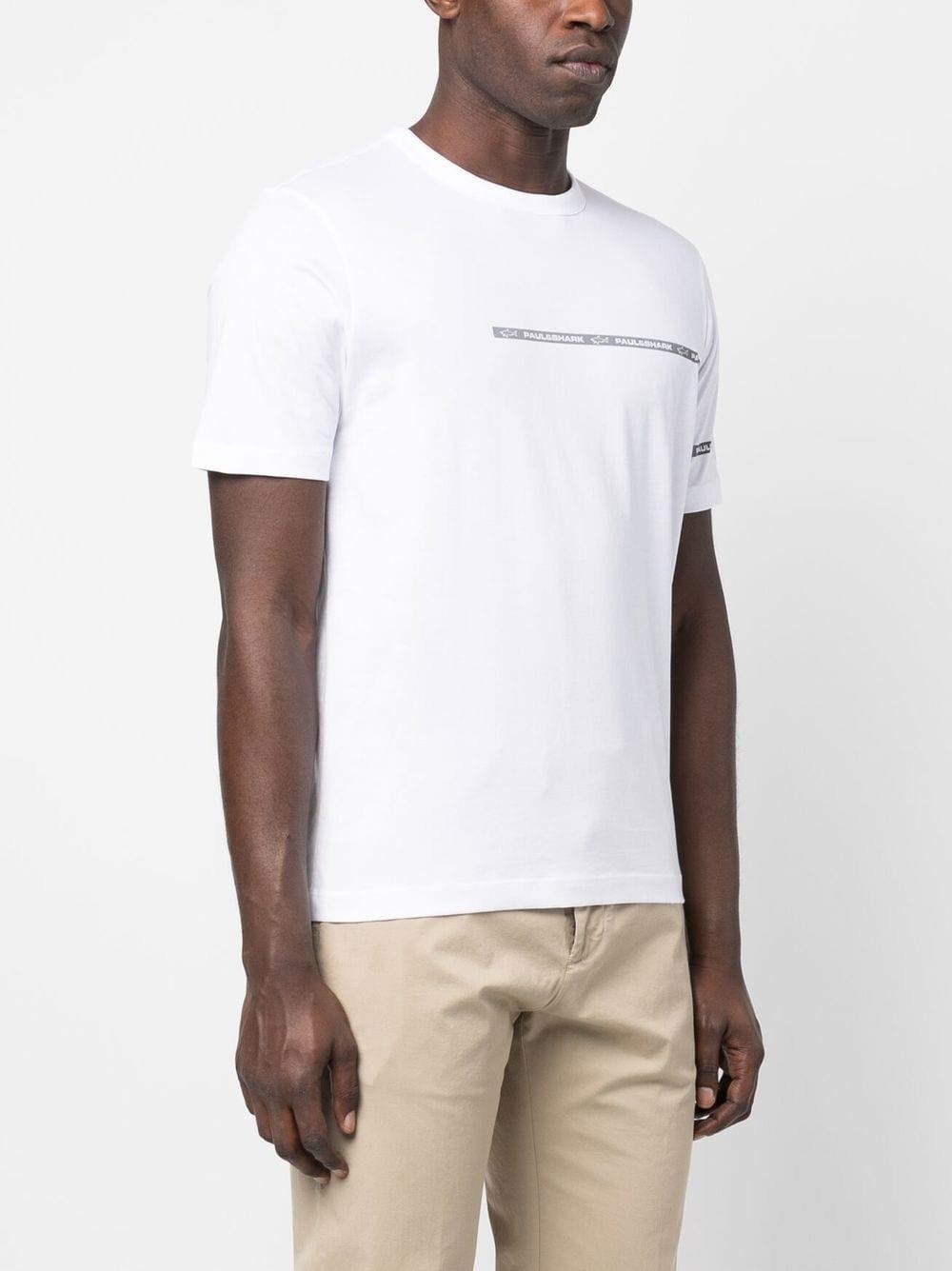 Paul Shark Paul Shark Erkek Logolu Basic Regular Fit Kısa Kollu Beyaz T-Shirt 23411033-010