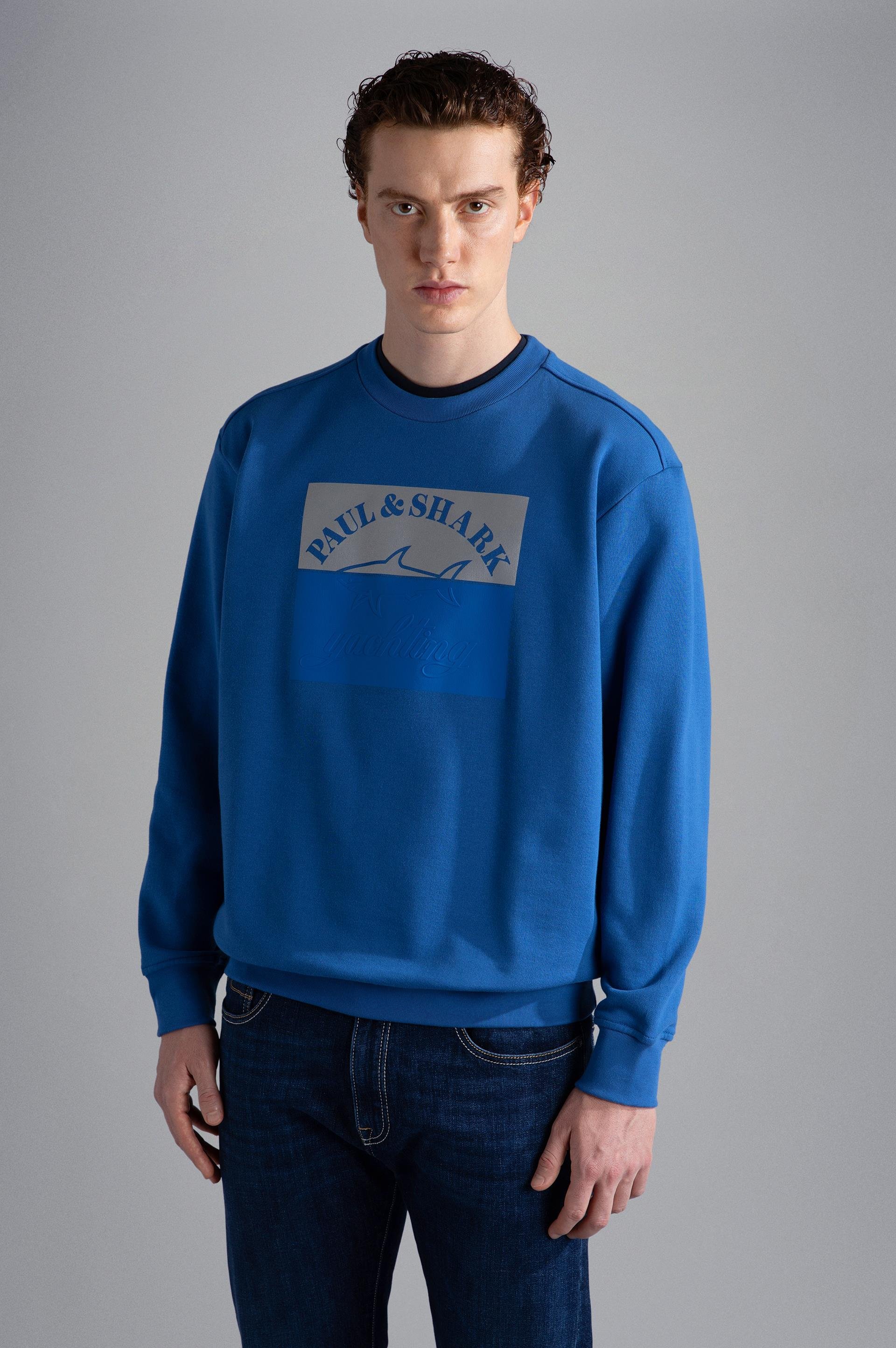 Paul Shark Paul Shark Erkek Marka Logolu Uzun Kollu Rahat Mavi Sweatshirt 13311875-402