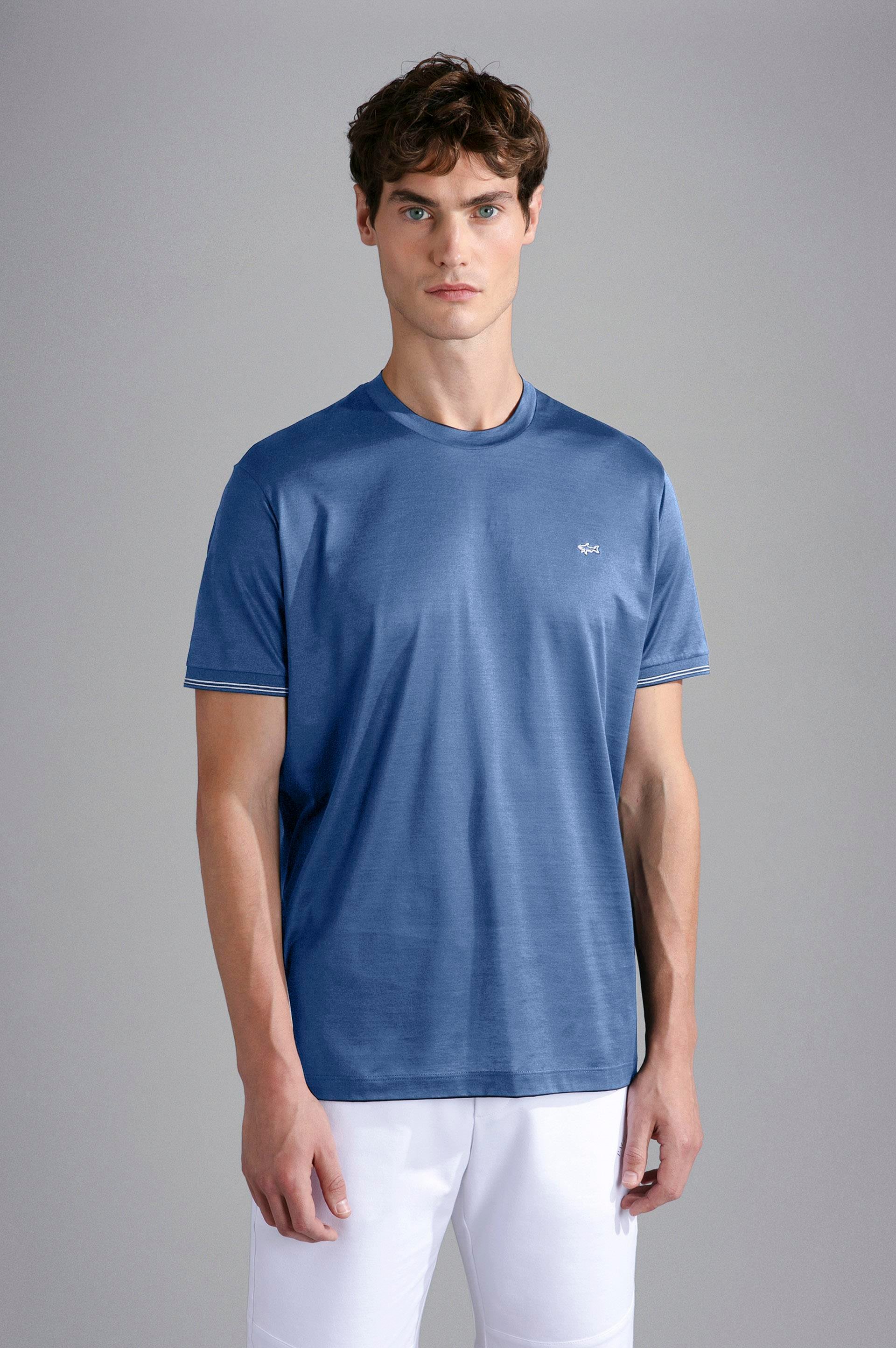 Paul Shark Paul Shark Erkek Marka Logolu Pamuklu Normal Kalıp Günlük Mavi T-Shirt 24411015-337