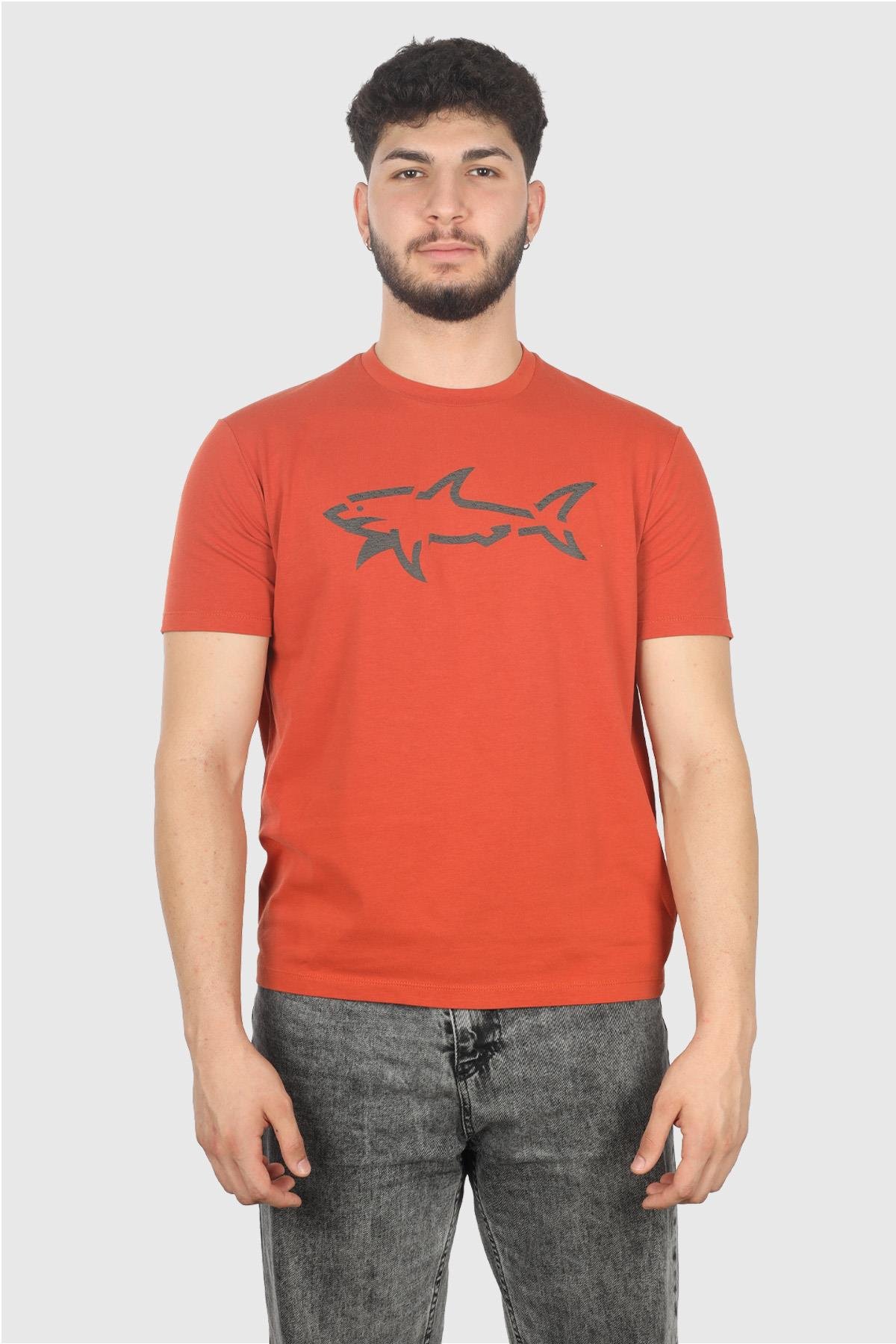 Paul Shark Paul Shark Erkek Marka Logolu Regular Fit Pamuklu Kısa Kol Turuncu T-Shirt 14311653-972