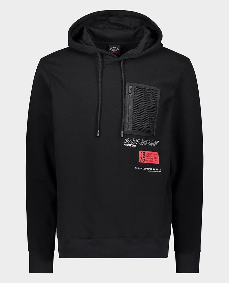 Paul Shark Paul Shark Erkek Marka Logo Detaylı Kapşonlu İpli Siyah Sweatshirt 12311832-011