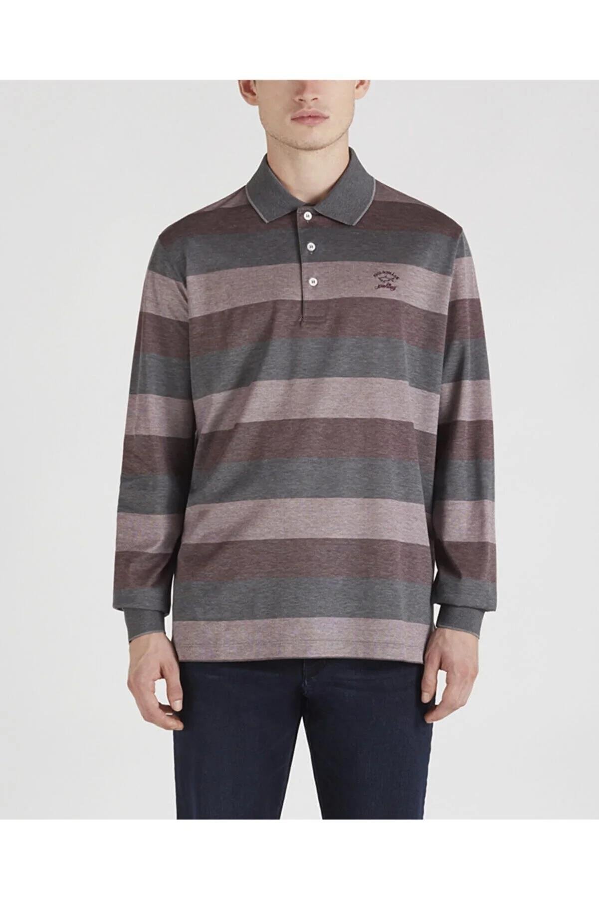 Paul Shark Paul Shark Erkek Marka Logo Detaylı Regular Fit Uzun Kollu Bordo Polo Yaka T-Shirt A20P1792-628