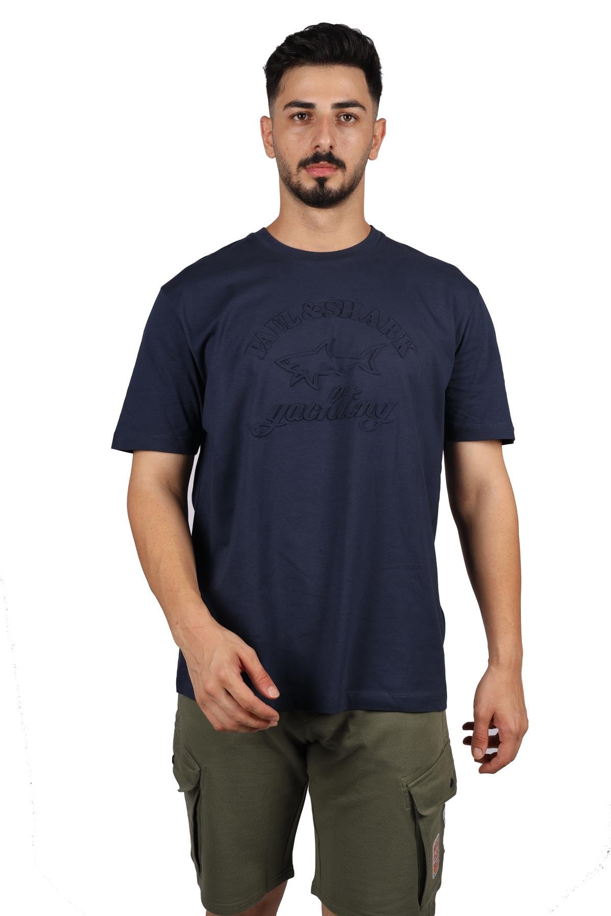 Paul Shark Paul Shark Erkek Pamuklu Bisiklet Yaka Kısa Kollu Lacivert T-Shirt 23411196-013