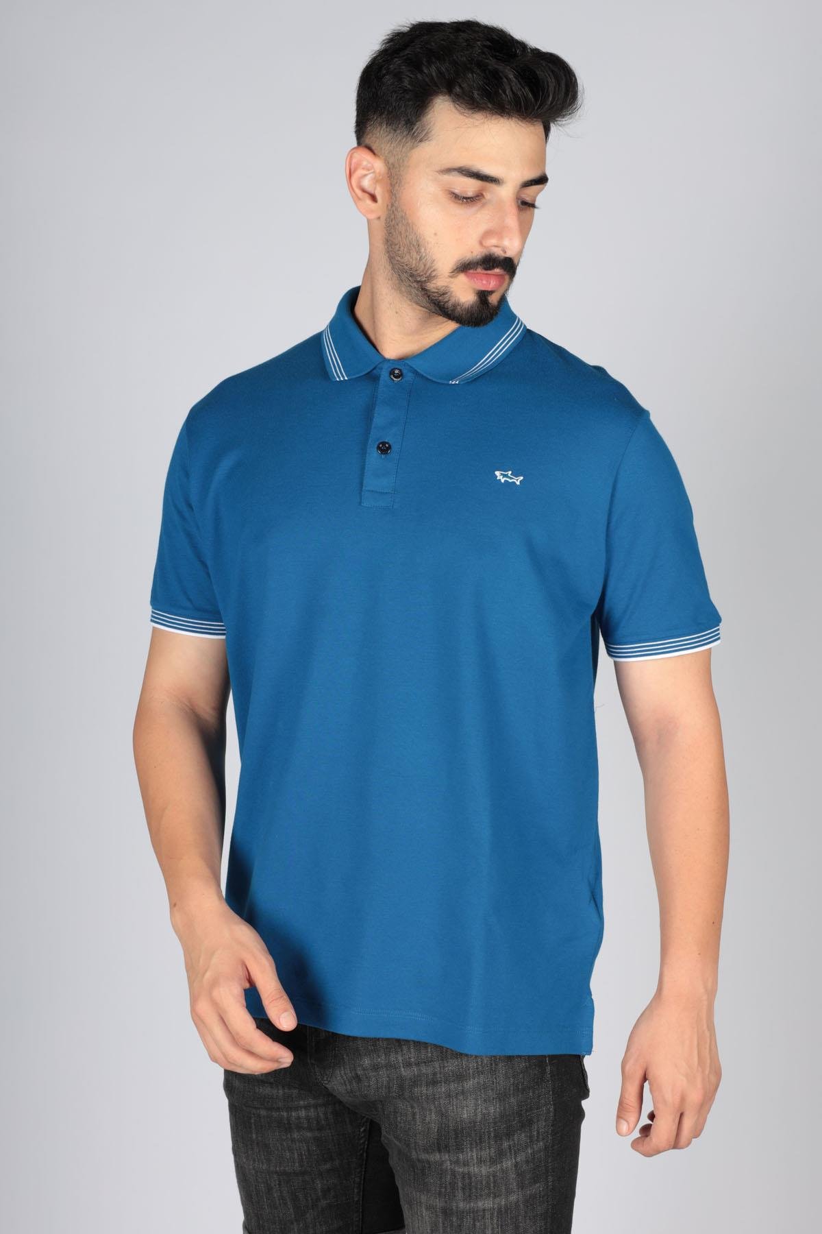 Paul Shark Paul Shark Erkek Pamuklu Polo Yakalı Rahat Kesim Günlük Kullanıma Uygun Mavi Polo Yaka T-Shirt 22411251-726