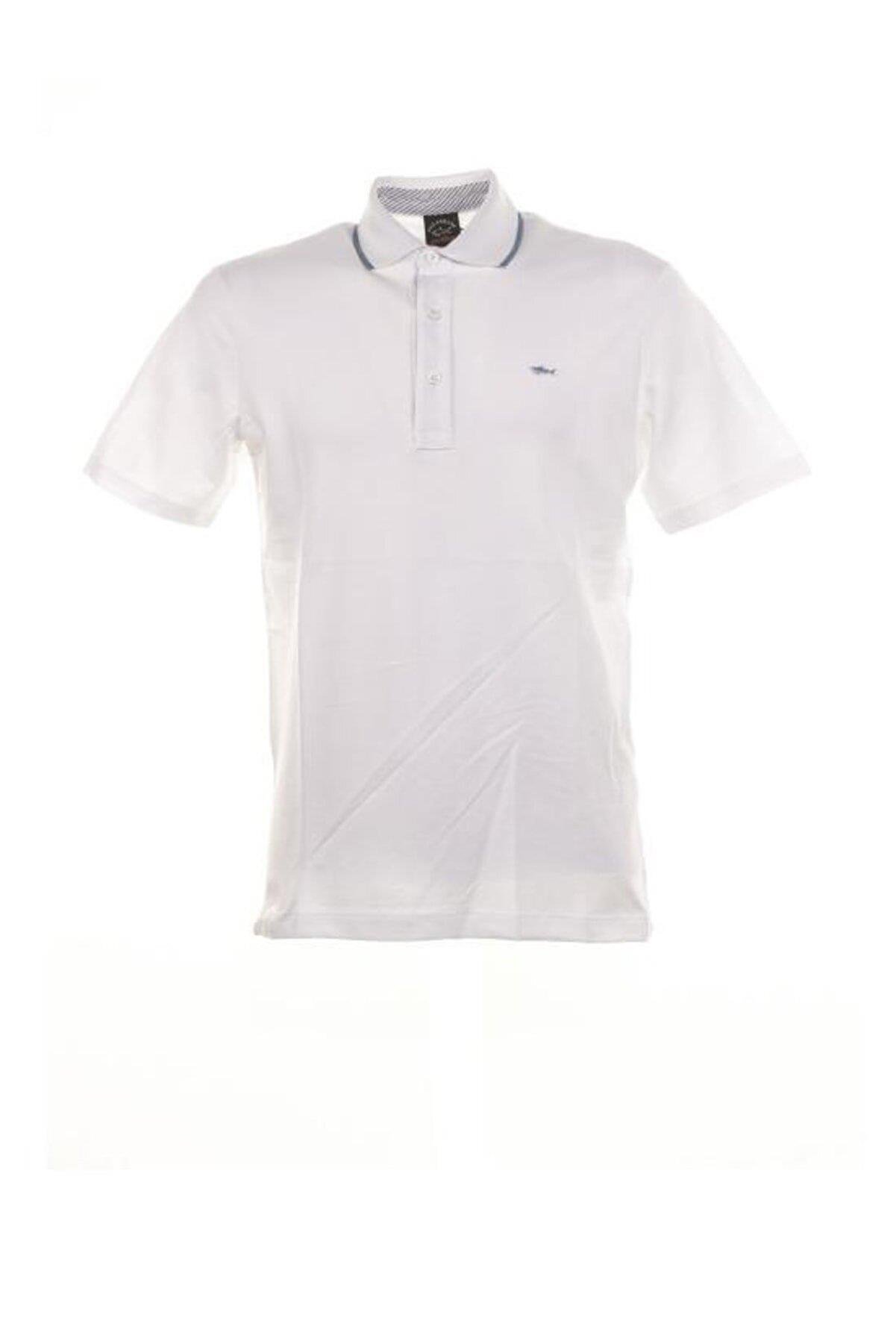 Paul Shark Paul Shark Erkek Pamuklu Regular Fit Düz Kısa Kollu Beyaz Polo Yaka T-Shirt 23411240A-010
