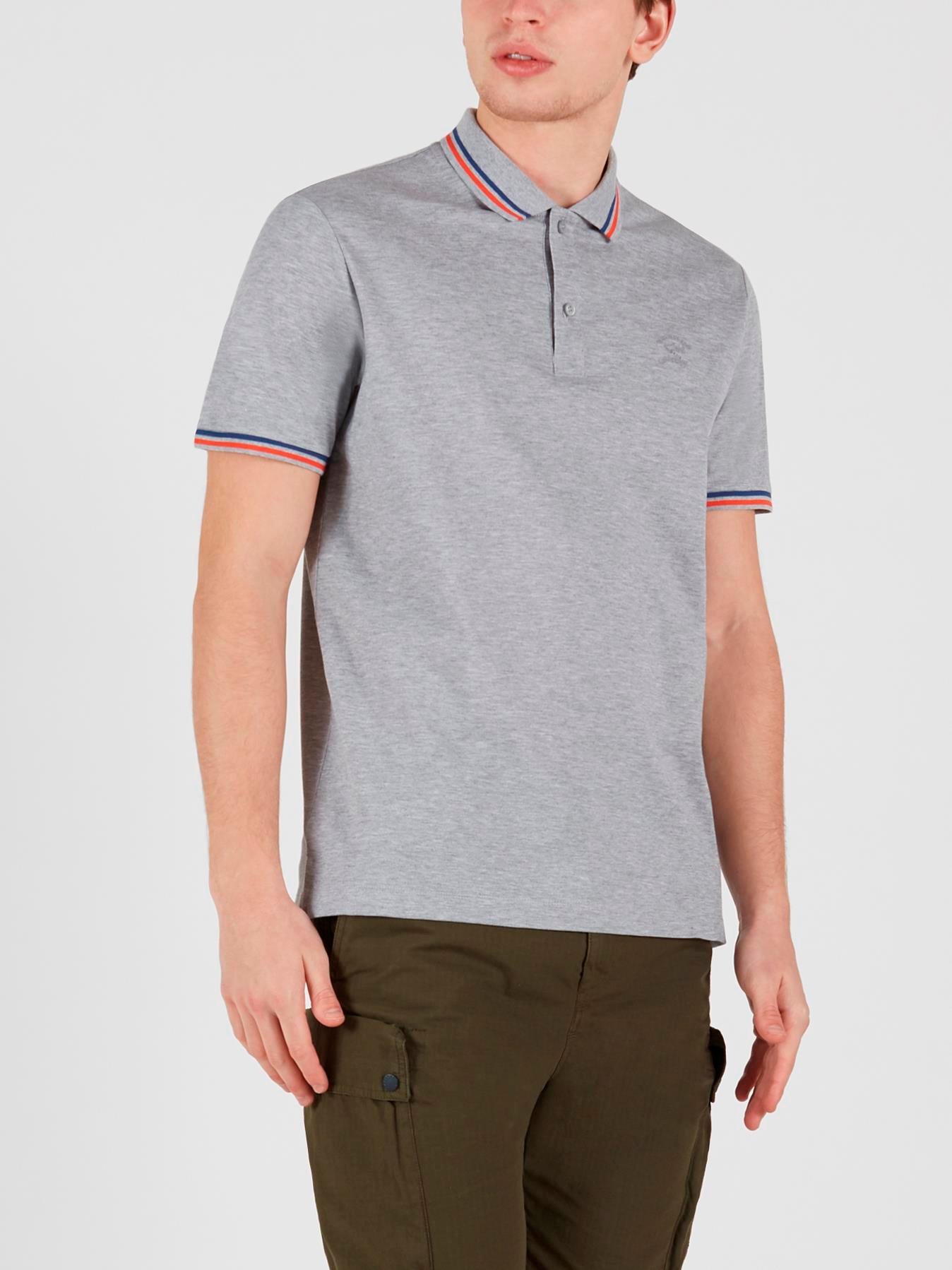 Paul Shark Paul Shark Erkek Polo Yaka Organik Pamuklu Uzun Kollu Gri Polo Yaka T-Shirt 21411298-930