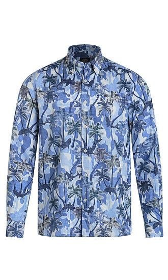 Paul Shark Paul Shark Erkek Regular Fit Desenli Uzun Kol Mavi Gömlek 23413274J-101