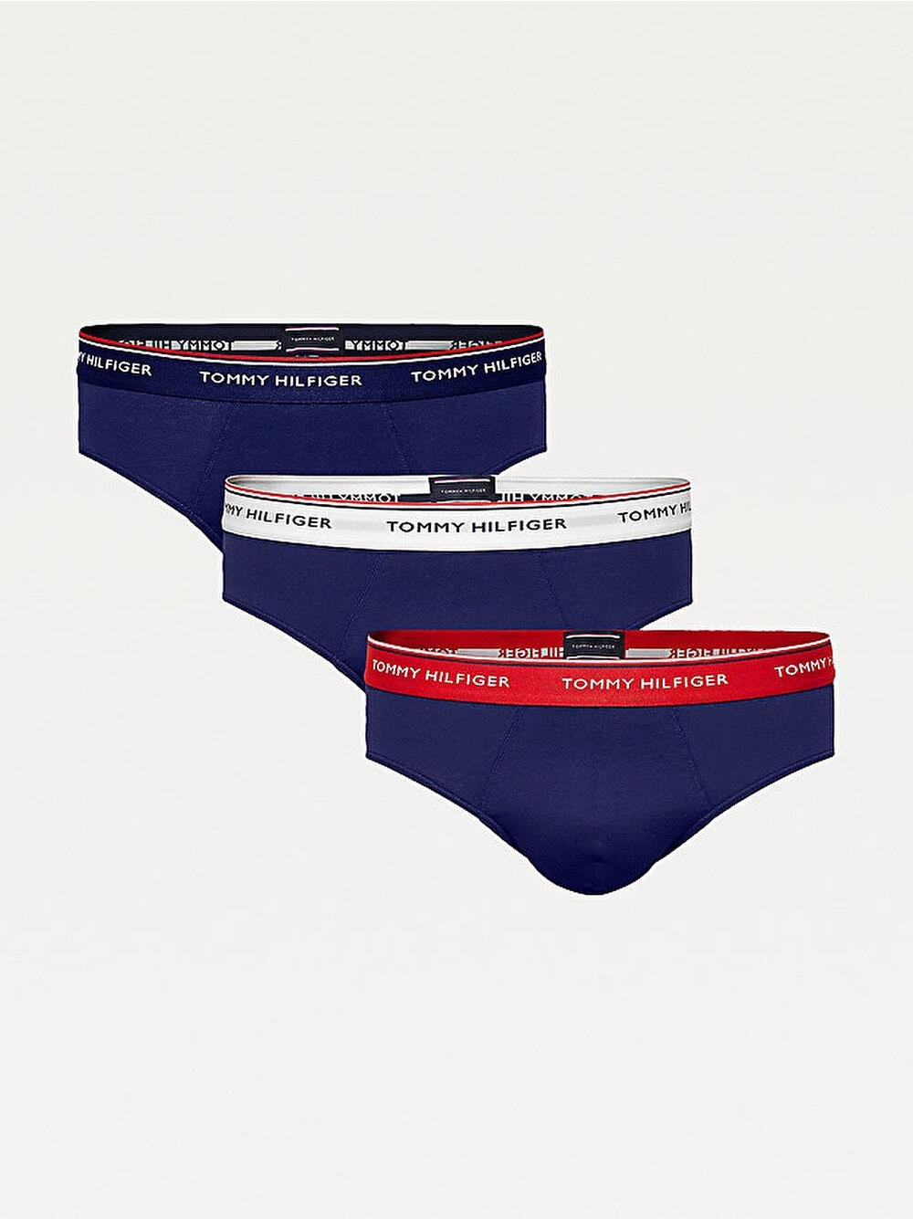 Tommy Hilfiger Tommy Hilfiger Erkek Beli Lastikli Kısa Boy Logolu Dokuma Kumaş Lacivert-Kırmızı-Beyaz Boxer 1U87903766-904