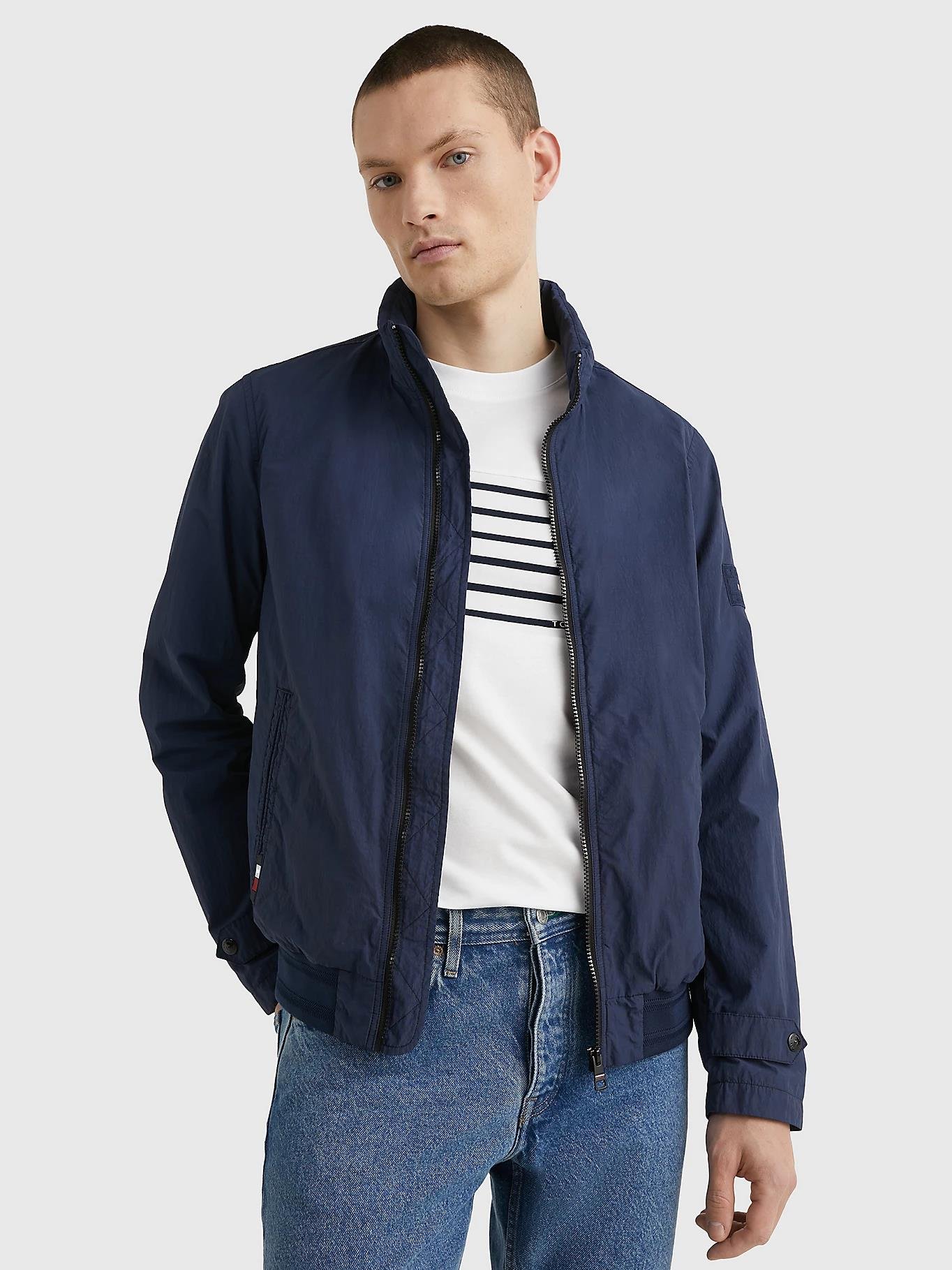 Tommy Hilfiger Tommy Hilfiger Erkek Dokuma Dik Yaka Uzun Kol Günlük Lacivert2 Mont MW0MW31078-DW5