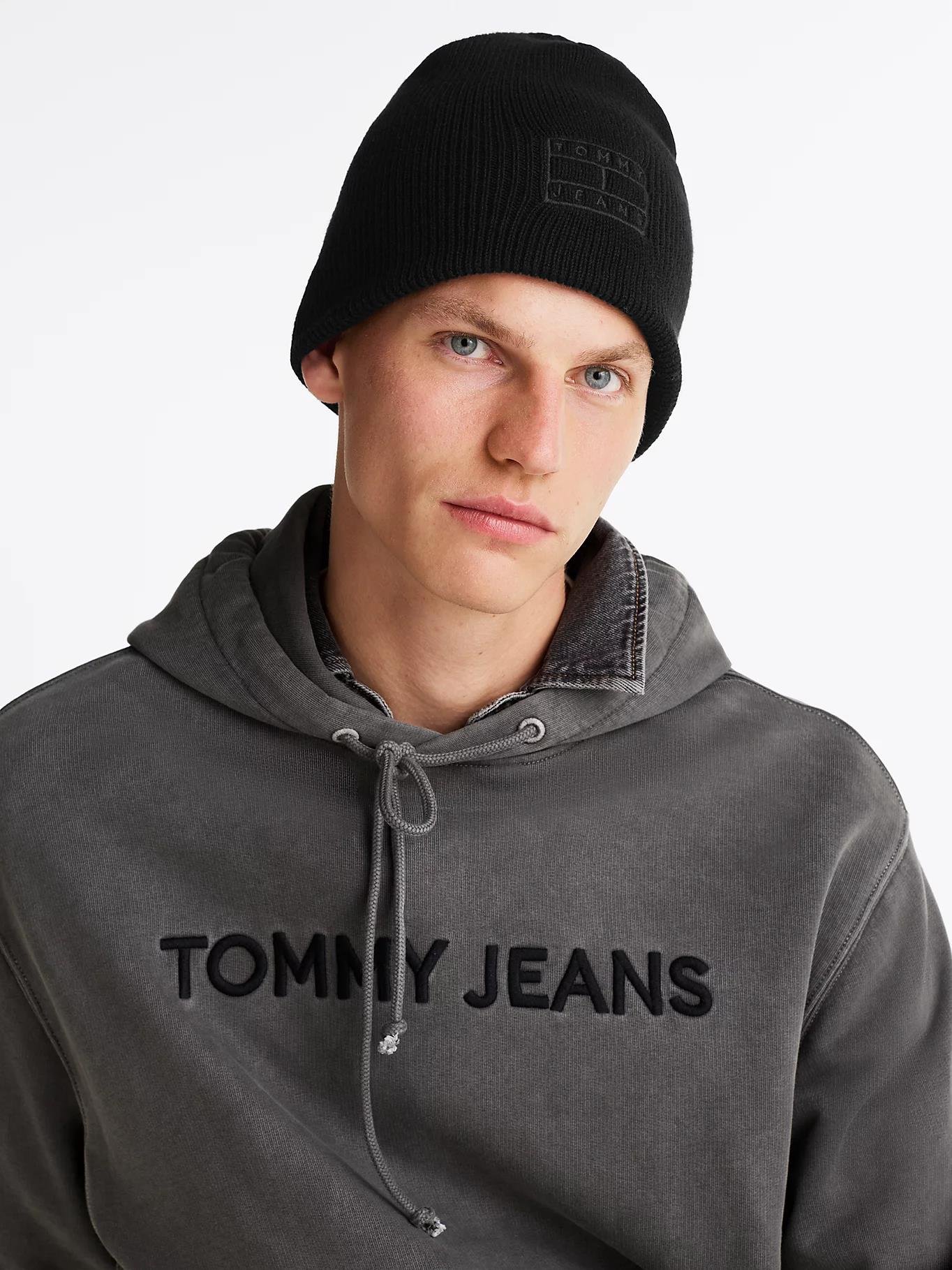 Tommy Hilfiger Tommy Hilfiger Erkek Dokuma Kumaş Rahat Günlük Siyah Bere AM0AM12934-BDS