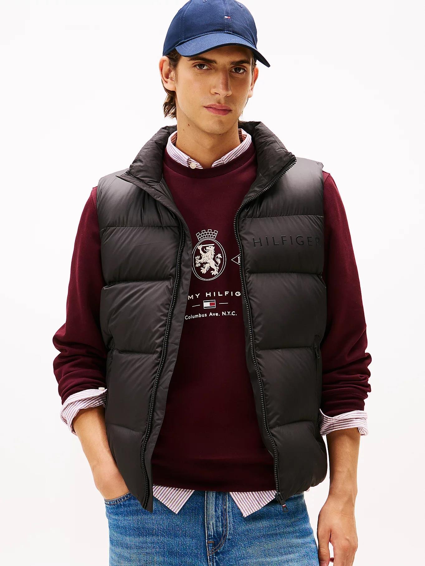 Tommy Hilfiger Tommy Hilfiger Erkek Kolsuz Dik Yaka Şişme Fermuar Kapama Siyah Yelek MW0MW41360-BDS