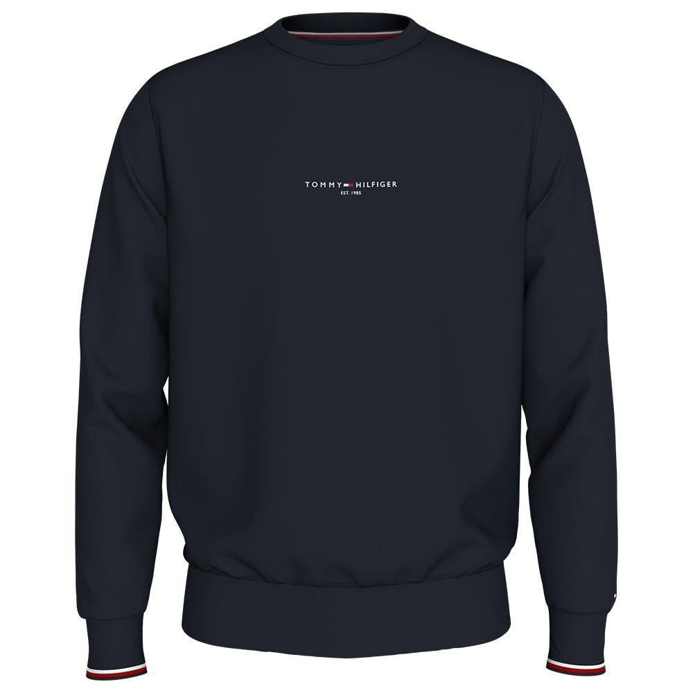 Tommy Hilfiger Tommy Hilfiger Erkek Marka Logolu Uzun Kollu Rahat Lacivert Sweatshirt MW0MW33639-DW5