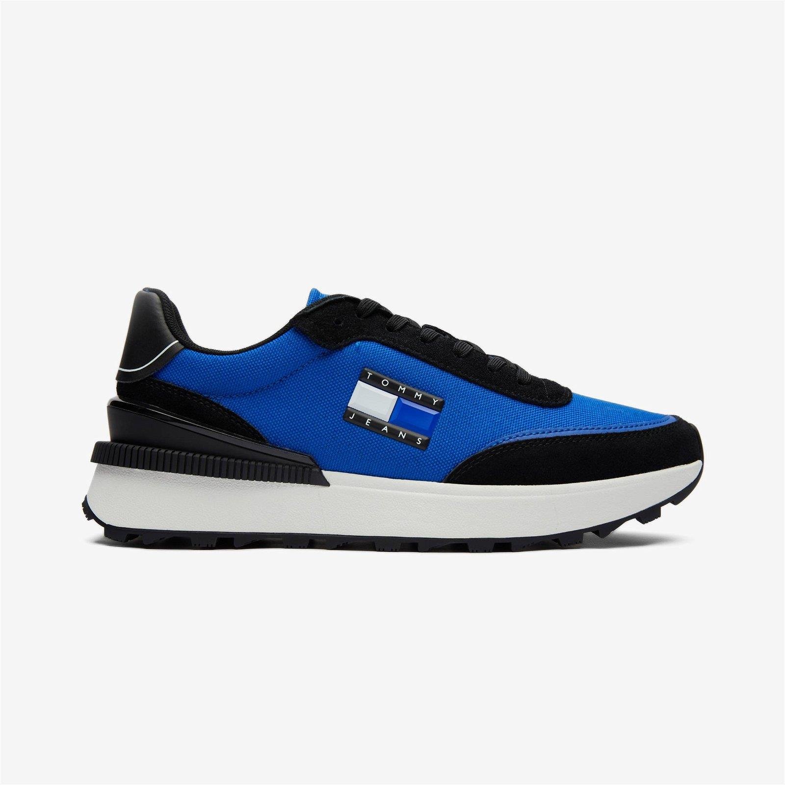Tommy Hilfiger Tommy Hilfiger Erkek Marka Logolu Bağcıklı Kaydırmaz Tabanlı Günlük Mavi Sneaker EM0EM01265-C66