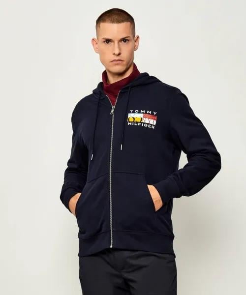 Tommy Hilfiger Tommy Hilfiger Erkek Regular Fit Kapüşonlu Bayrak Logolu %100 Pamuklu Uzun Kollu Lacivert Ceket MW0MW40043-DW5