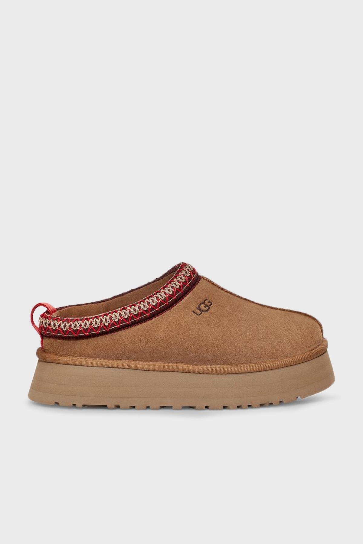 UGG UGG Kadın Deri Logolu Düz Tabanlı Günlük Kullanım Taba Bot & Bootie 1122553-TABA