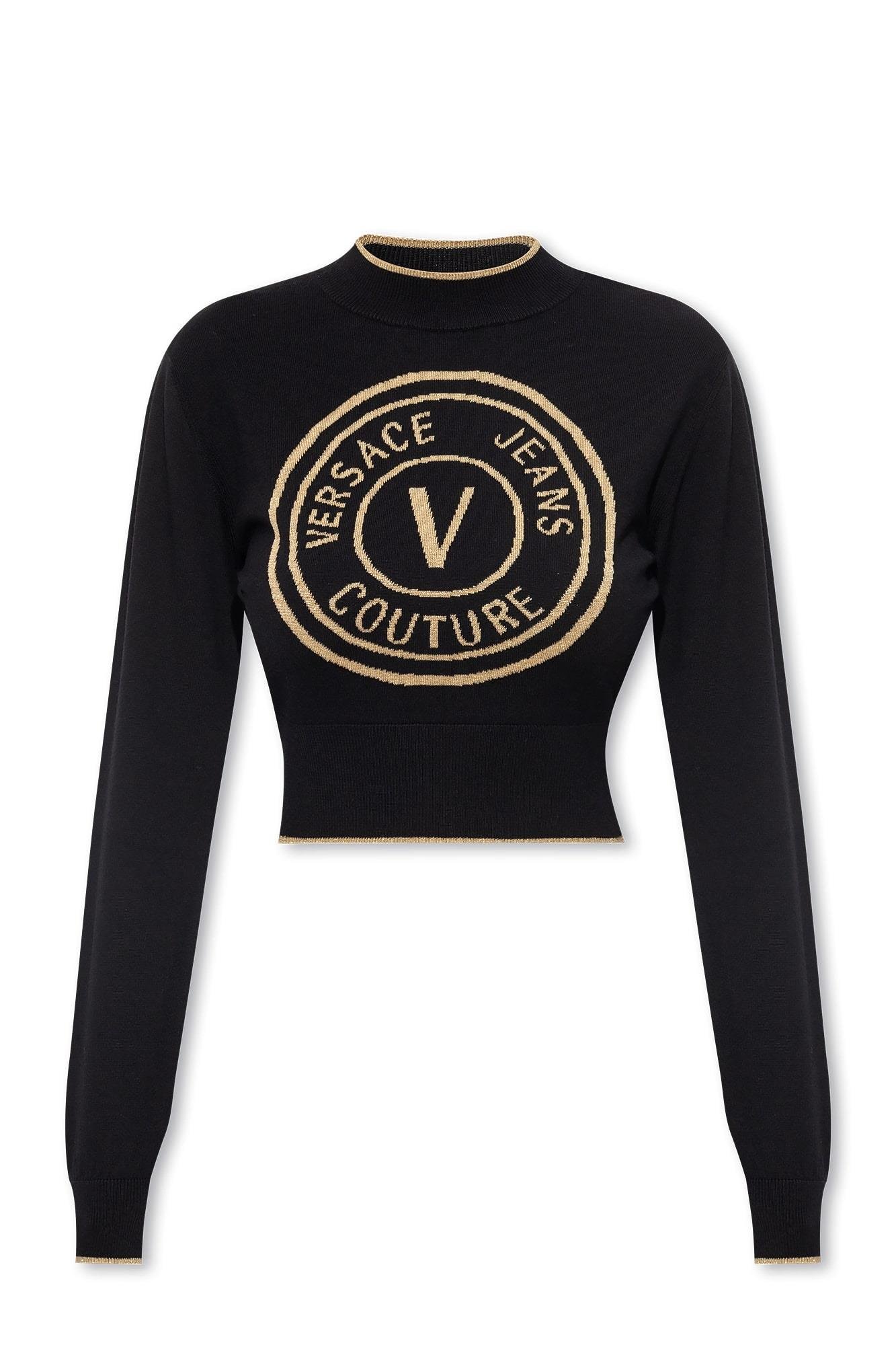 Versace Versace Kadın Logolu Günlük Kullanım Uzun Kollu Siyah Kazak 75HAFM21 CM01A-K42