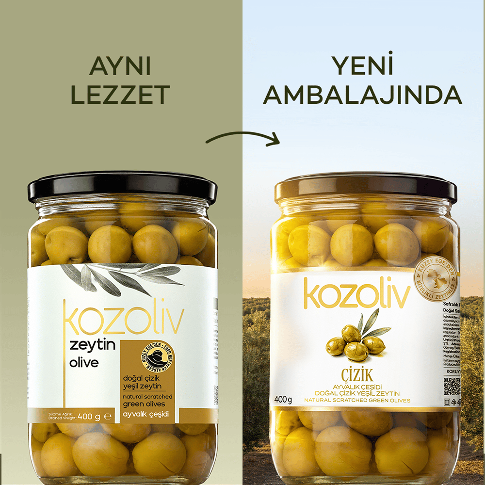 Natural Ayvalik Variety Scratched Green Olives 400 gr Glass Jar Green Olives
