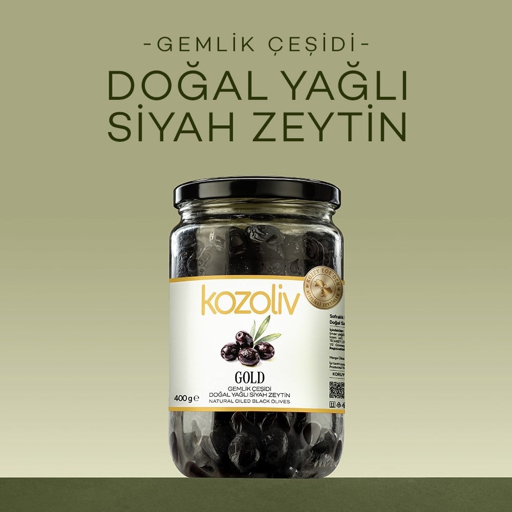 Natural Gemlik Variety Oily Black Olives 400 gr Glass Jar Black Olives