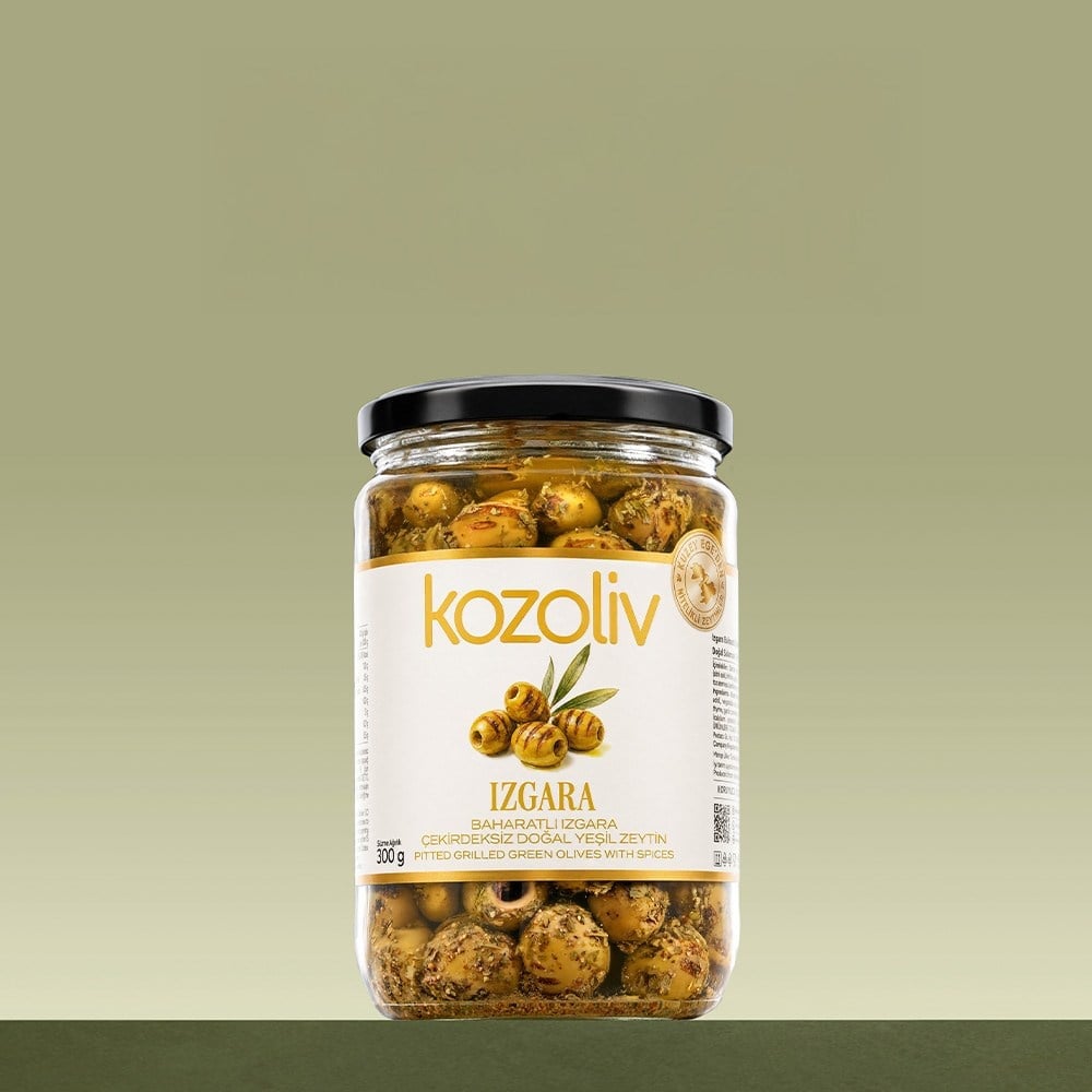Izgara Baharatlı Çekirdeksiz Doğal Yeşil Zeytin 300 gr Green Olives