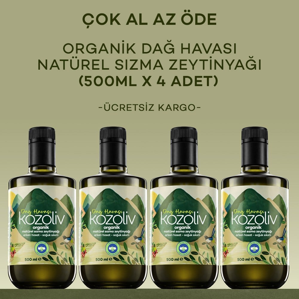 Organik Erken Hasat Soğuk Sıkım Zeytinyağı - İçimlik - Anne & Bebek & Çocuk - Dağ Havası 4'lü 500ml Erken Hasat Natürel Sızma Zeytinyağı