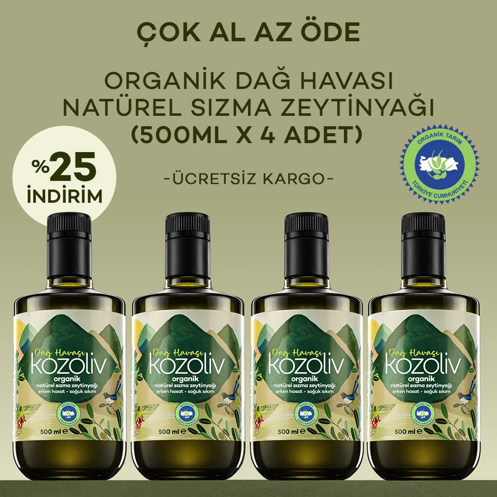 Organik Erken Hasat Soğuk Sıkım Zeytinyağı - İçimlik - Anne & Bebek & Çocuk - Dağ Havası 4'lü 500ml Erken Hasat Natürel Sızma Zeytinyağı