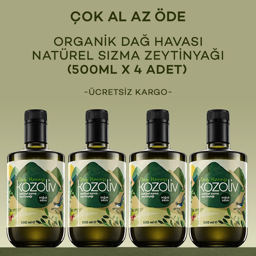 Organik Erken Hasat Soğuk Sıkım Zeytinyağı - İçimlik - Anne & Bebek & Çocuk - Dağ Havası 4!lü 500ml Early Harvest Extra Virgin Olive Oil