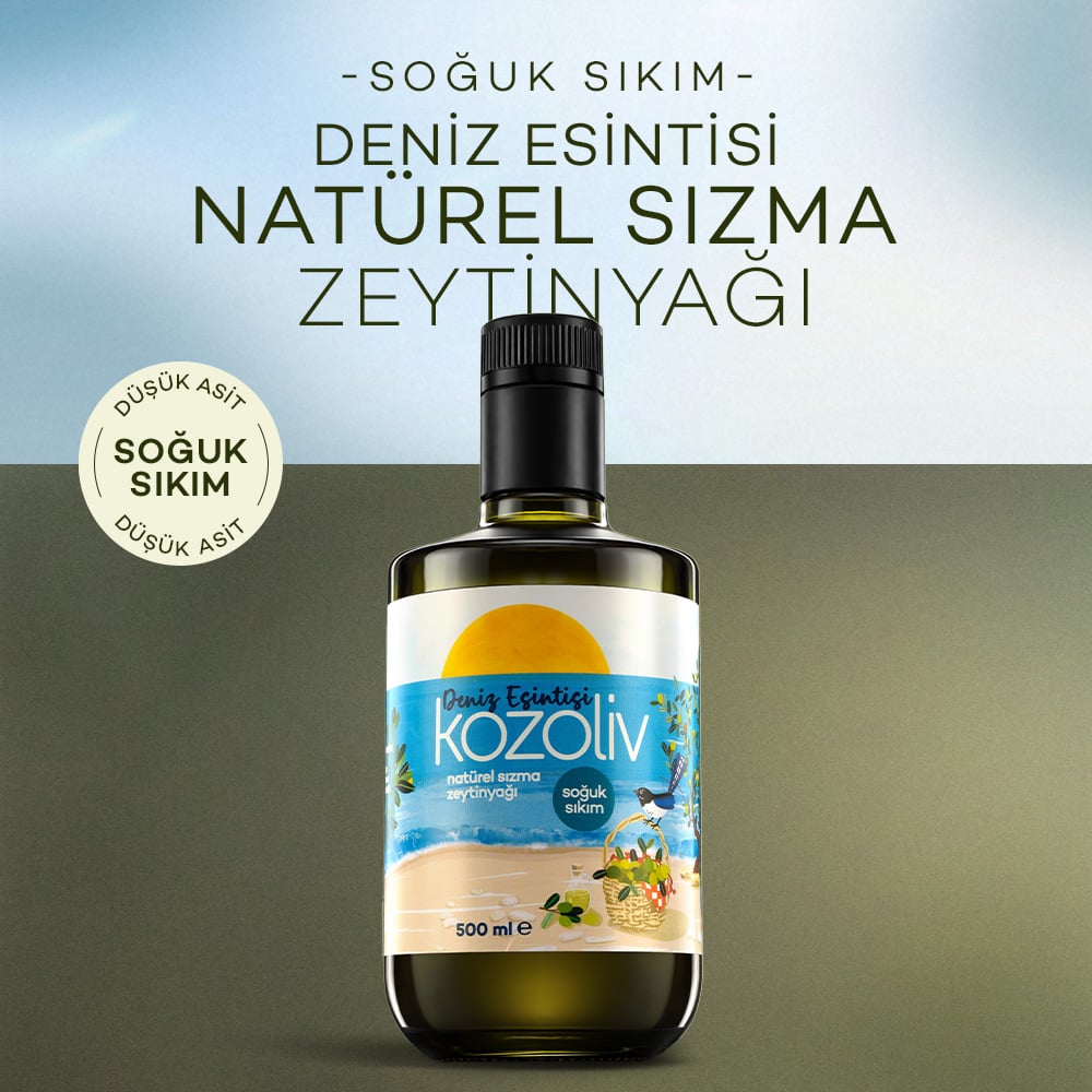 Kozoliv Yumuşak İçim Soğuk Sıkım Zeytinyağı - Anne & Bebek & Çocuk - Deniz Esintisi 500ml Cold Pressed Extra Virgin Olive Oil