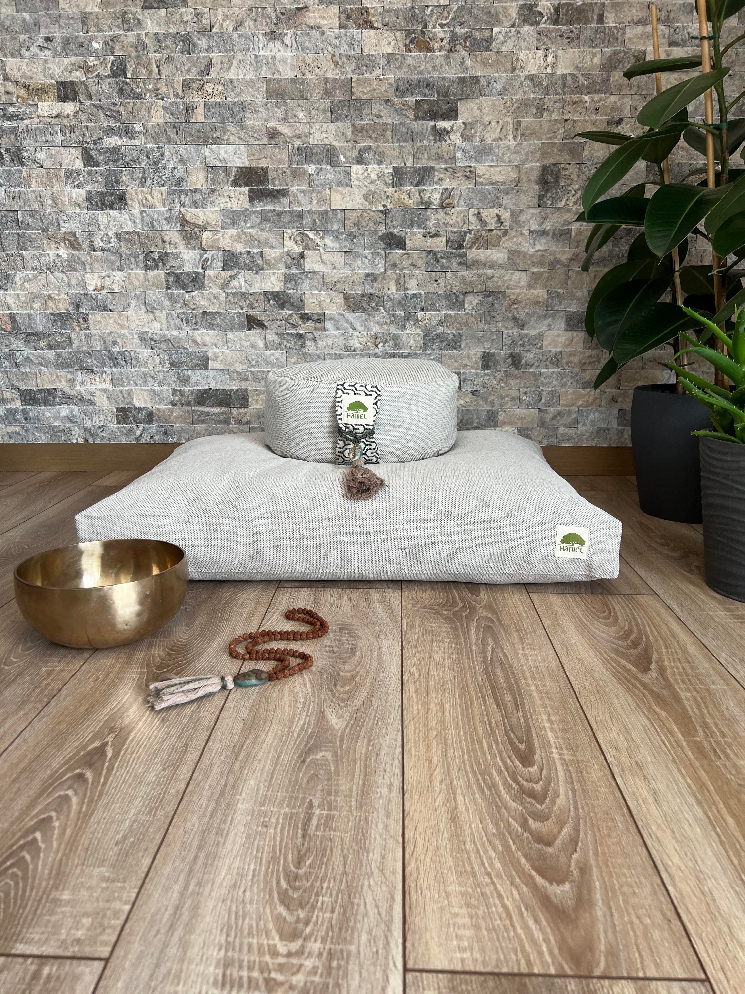 Yoga Meditasyon set, Beyaz Düz Renk, Lüks kaliteli Yer Minderi  Zafu , Zabuton