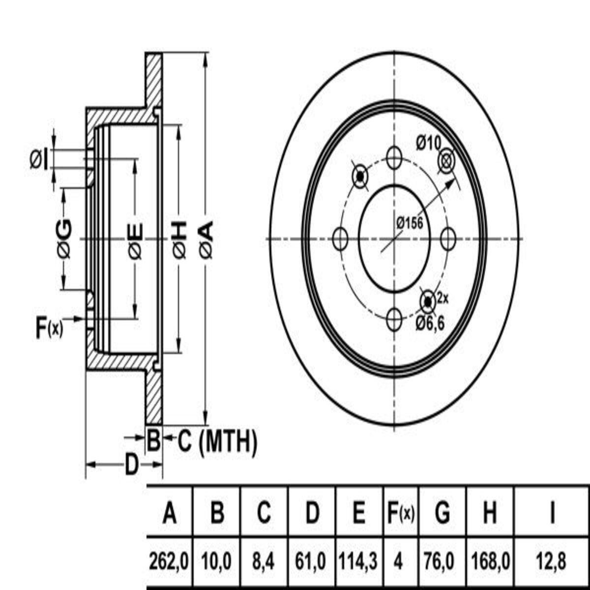 FREN DISK ARKA  262-4-(HYUNDAI : SONATA IV 2001>2004 HYUNDAI : MATRIX 2001>2010 KIA : MAGENTIS 2001>2005  )