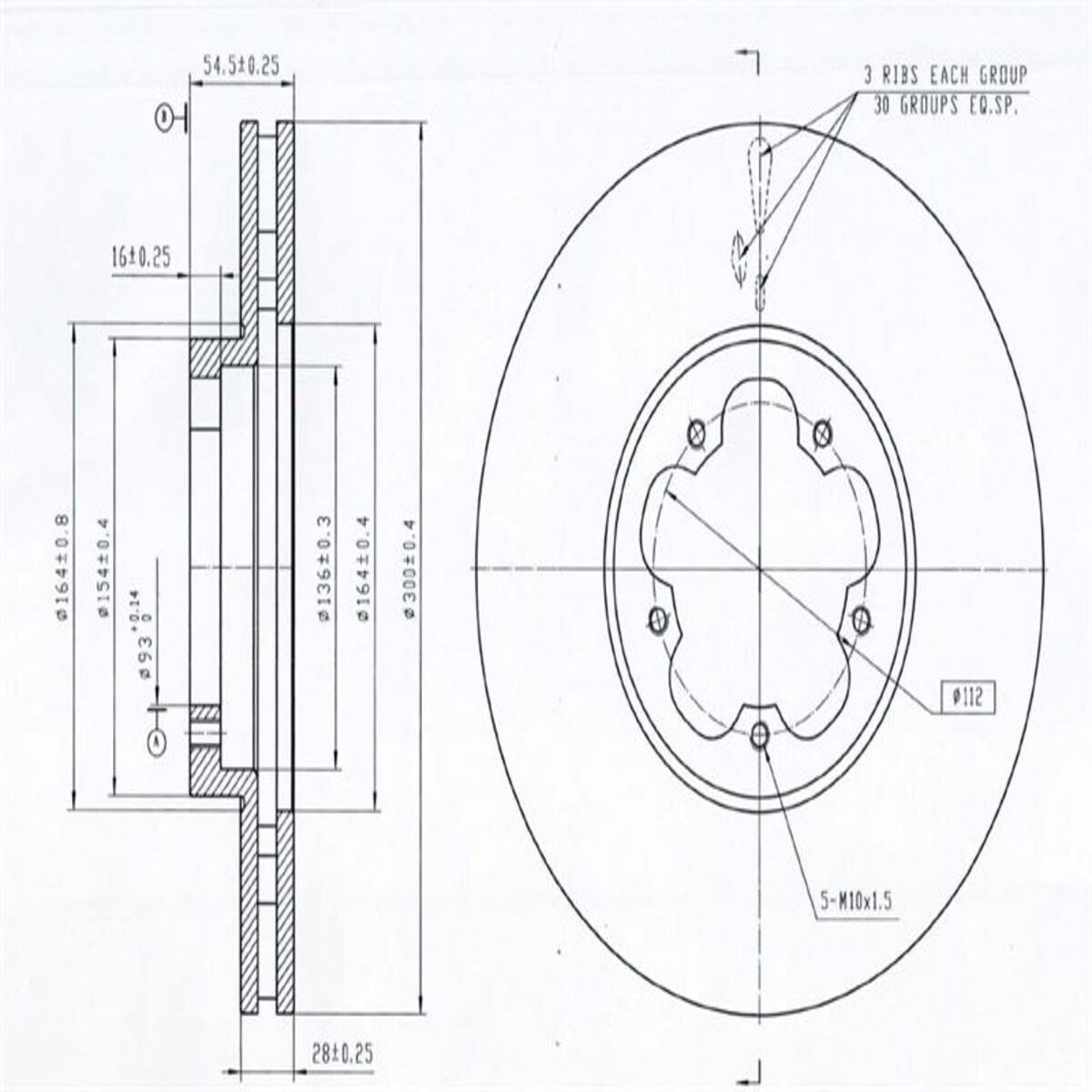 FREN DISKI ON (A.ÇEKER) 300MM (FORD: TRANSIT V347 2.4 TDCİ 06-14)