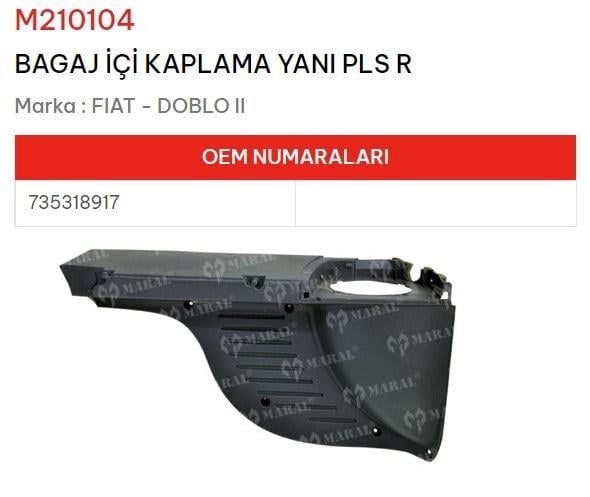 BAGAJ İÇİ KAPLAMA YANI PLS SAĞ DOBLO II