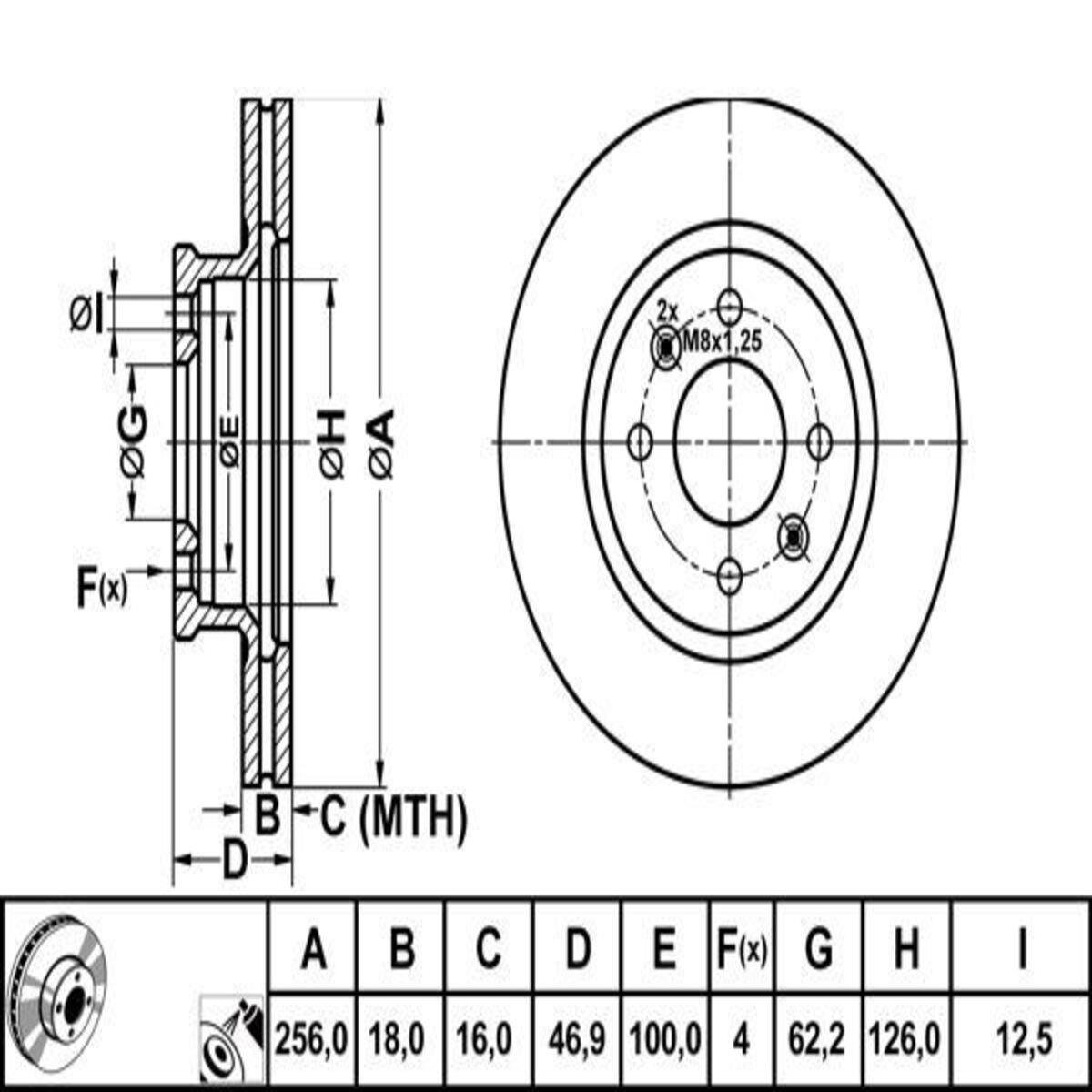 FREN DISK ON HAVA KANALLI 256-4 ( HYUNDAI:  I20 08 -  )